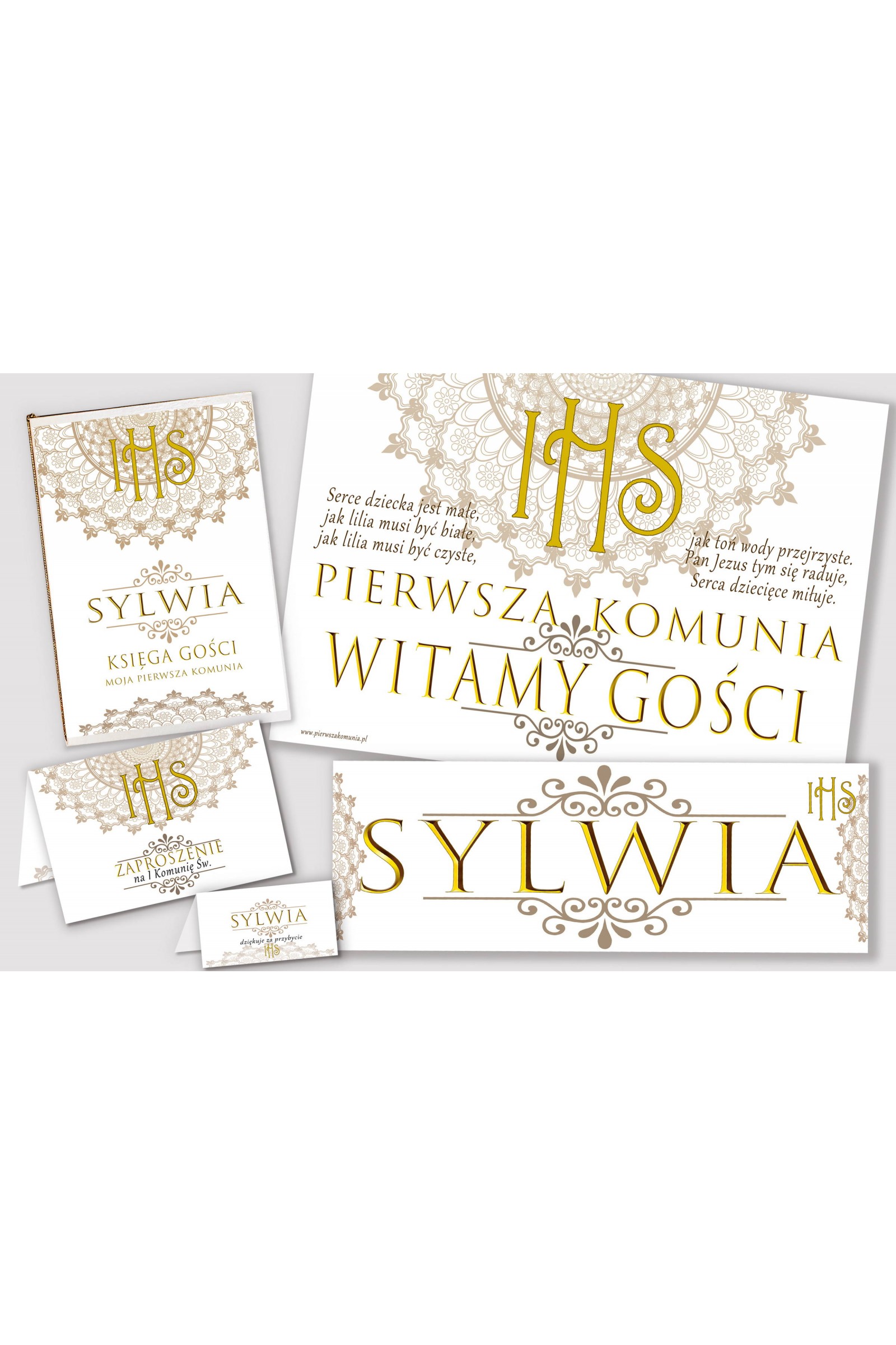 Personalized decorative communion set - Rosette Personalized decorative communion set - Rosette - obraz 1