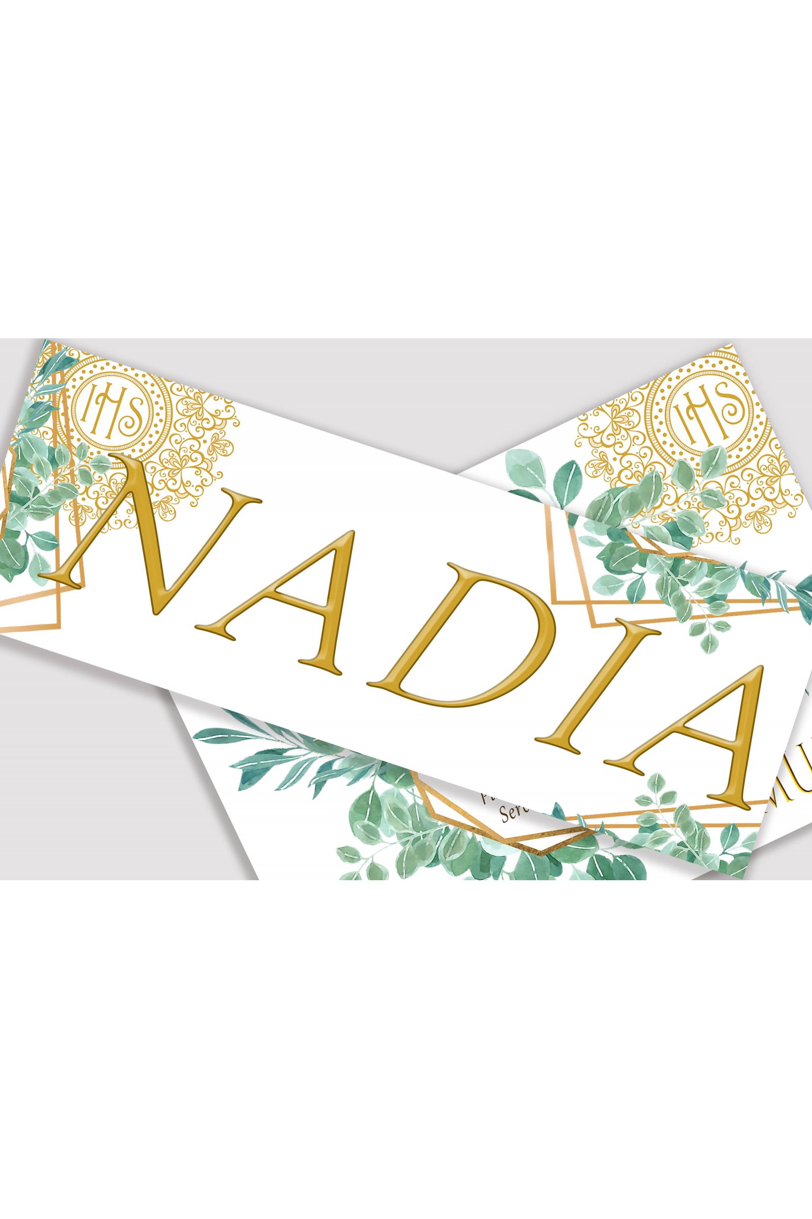 Ensemble de communion décoratif personnalisé - Fin Eucalyptus - obraz 2