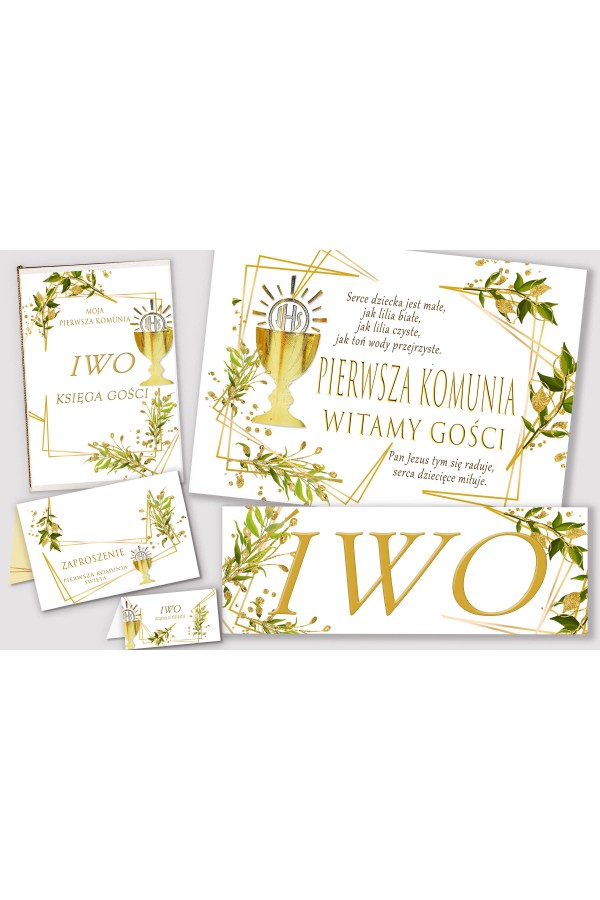 Ensemble de communion décoratif personnalisé - Breloques dorées - obraz 1