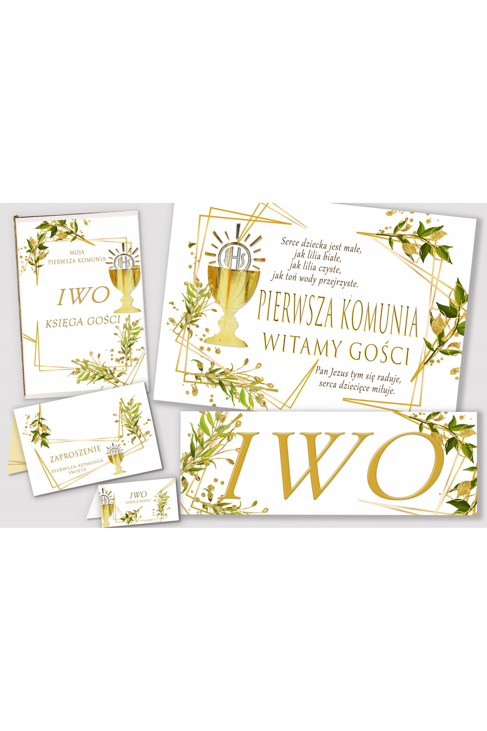 Ensemble de communion décoratif personnalisé - Breloques dorées - obraz 1