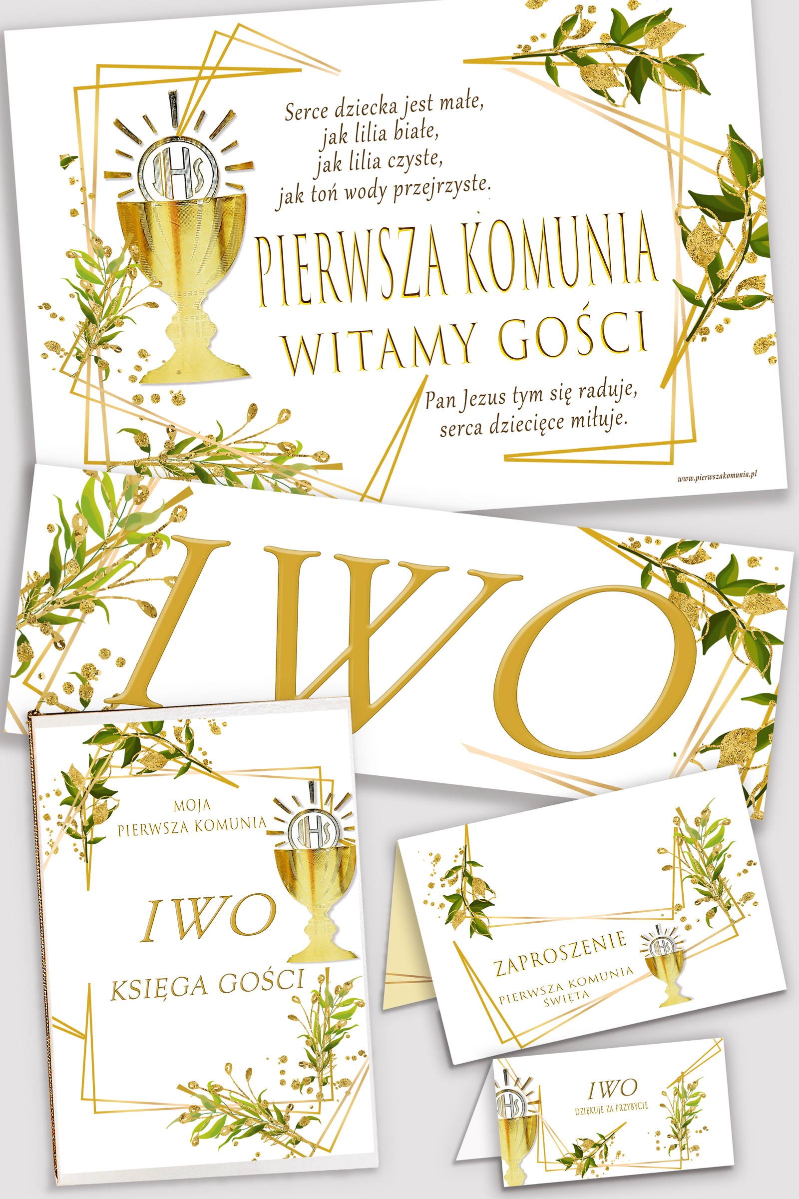 Ensemble de communion décoratif personnalisé - Breloques dorées - obraz 0