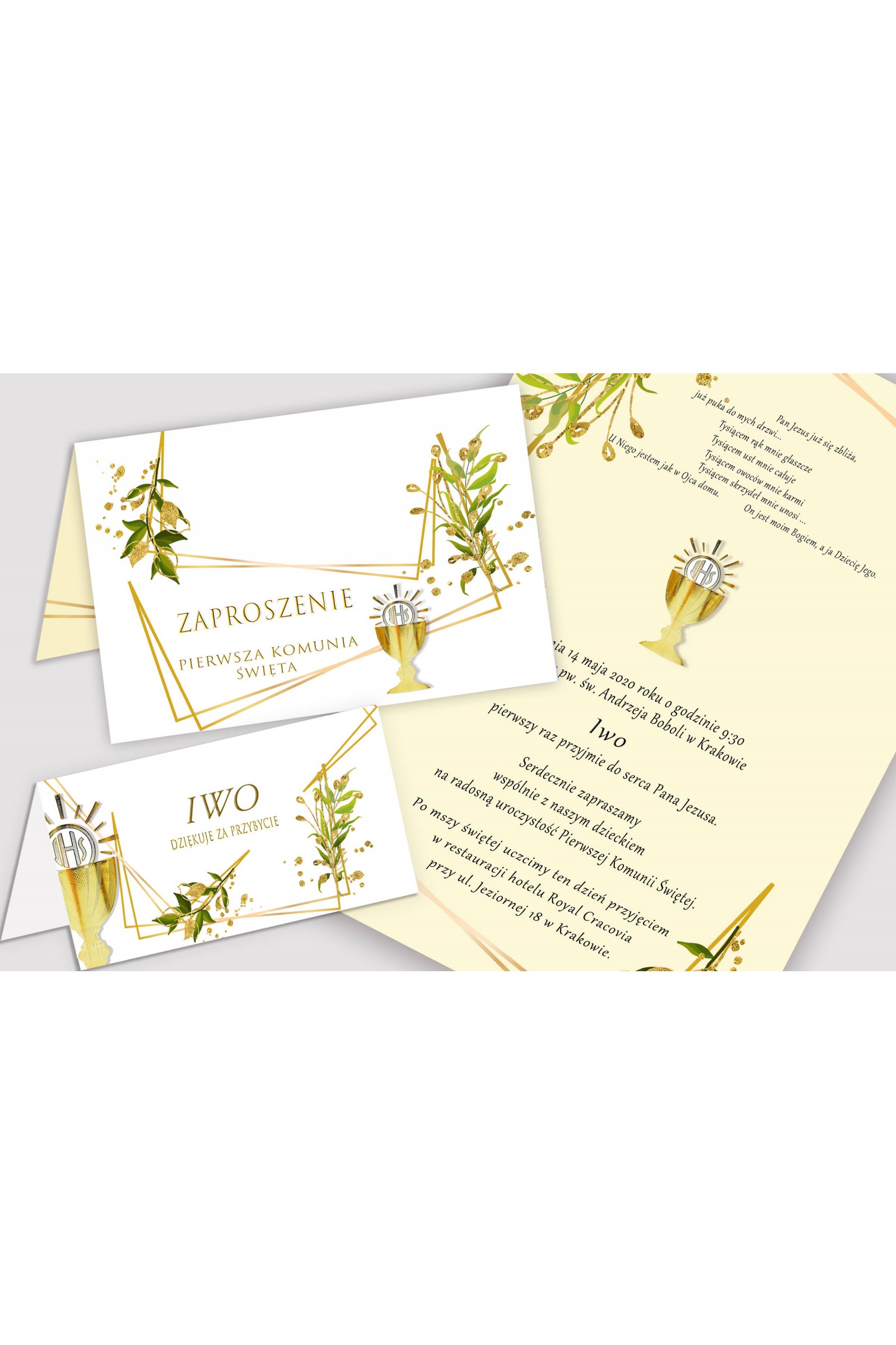 Ensemble de communion décoratif personnalisé - Breloques dorées - obraz 5