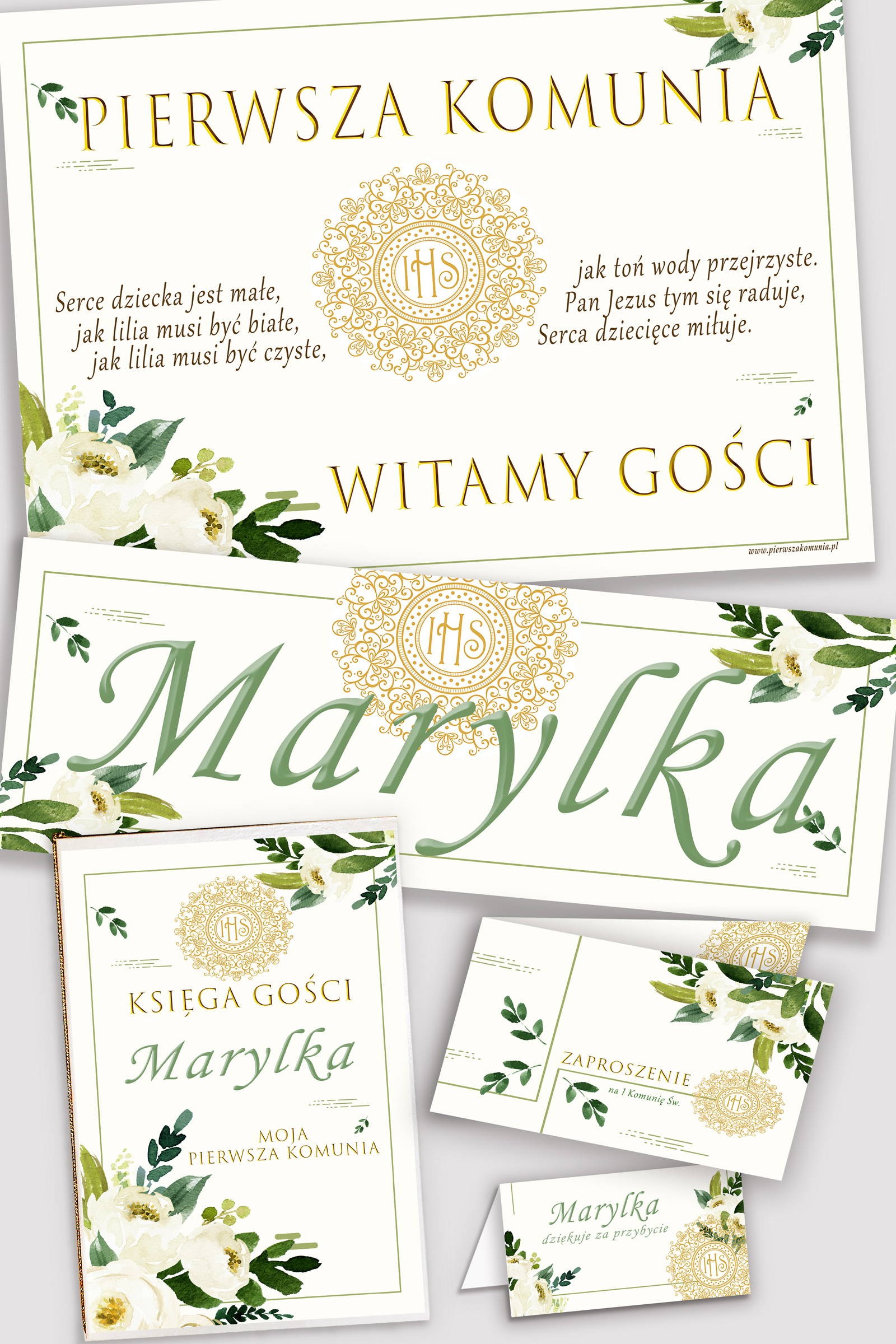 Ensemble de communion décoratif personnalisé - Bouquet blanc - obraz 0