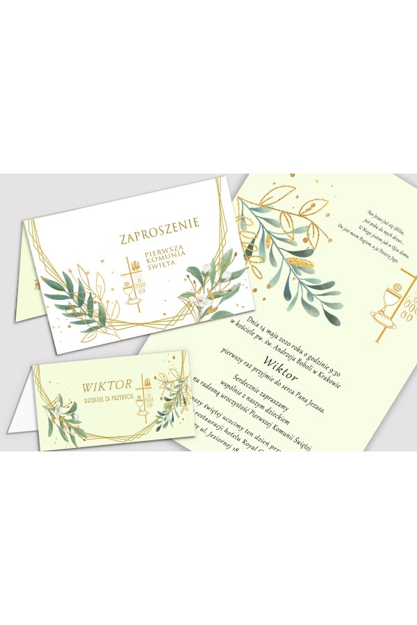 Ensemble de communion décoratif personnalisé - Or et brindilles - obraz 5