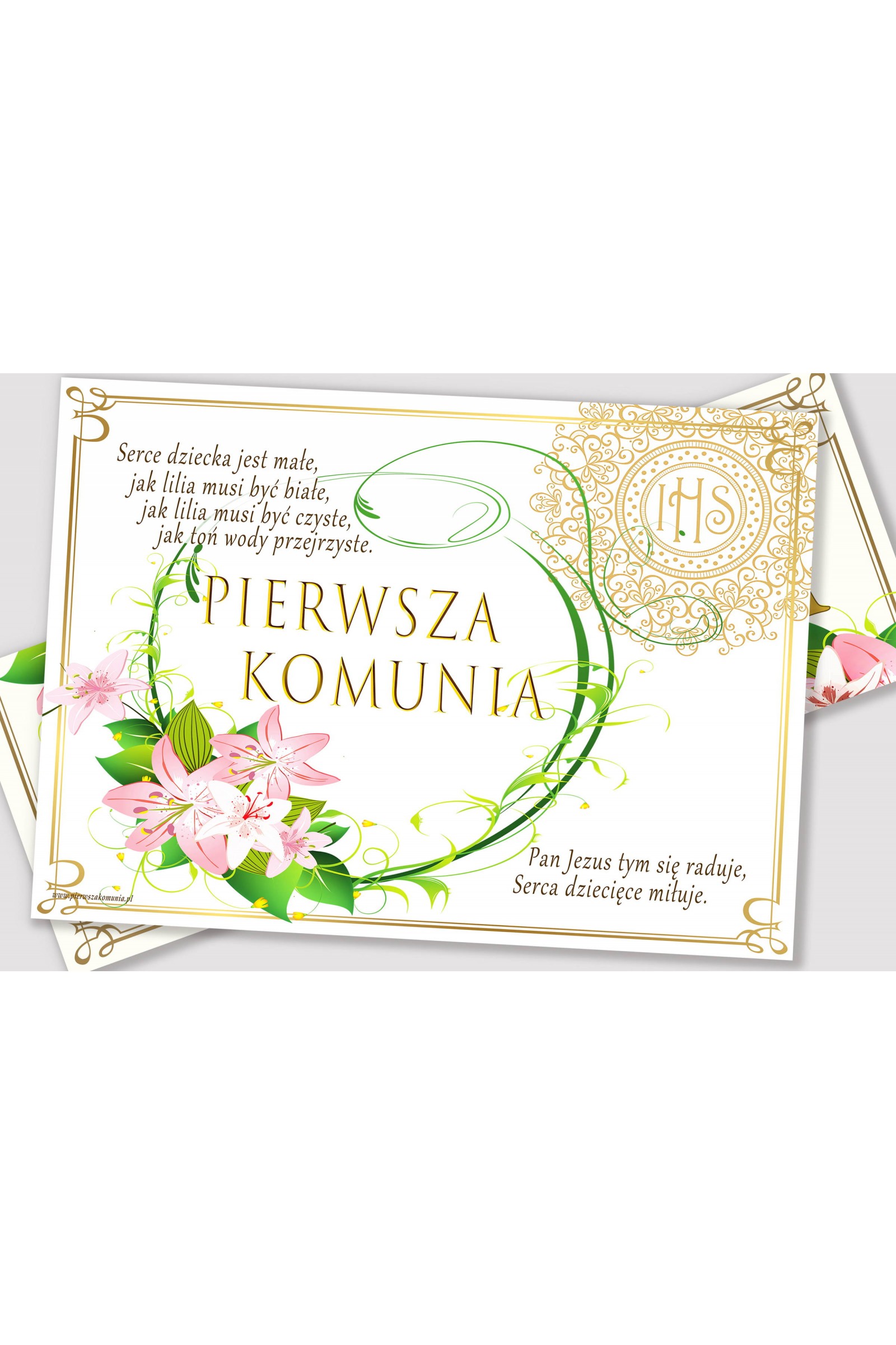Personalized decorative communion set - Delicacy of lilies - obraz 3