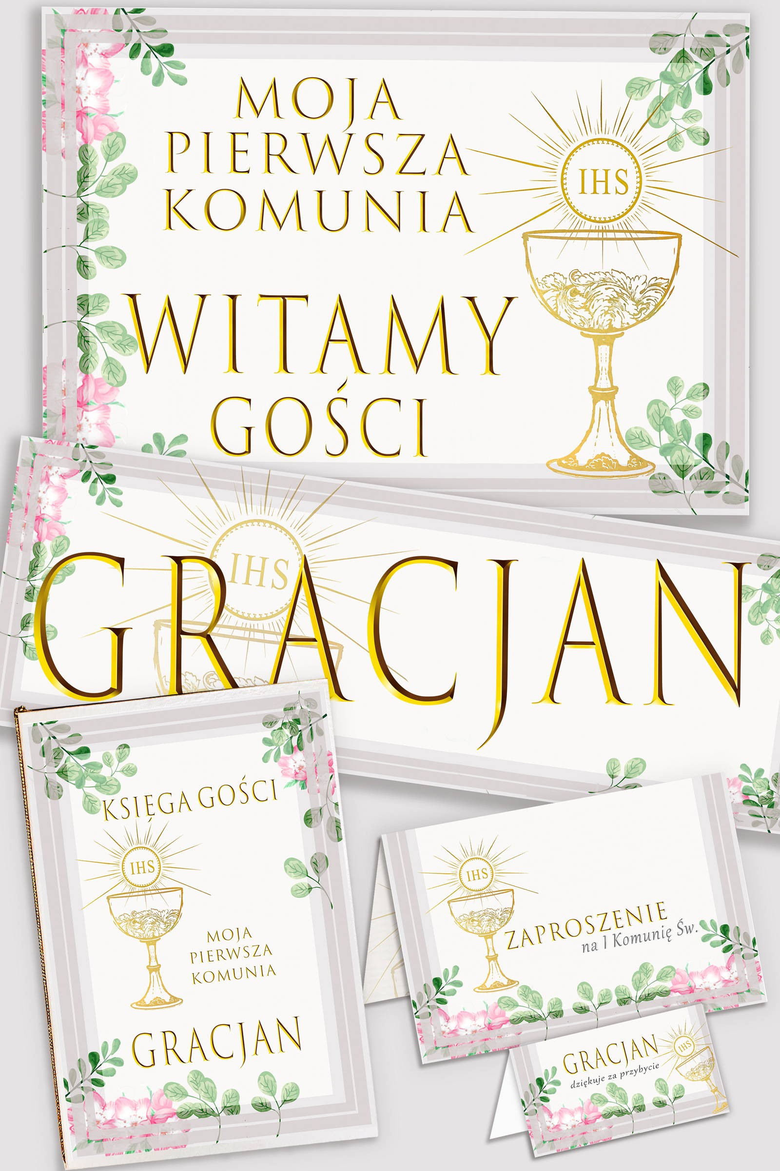 Ensemble de communion décoratif personnalisé - Violettes aquarelle - obraz 0