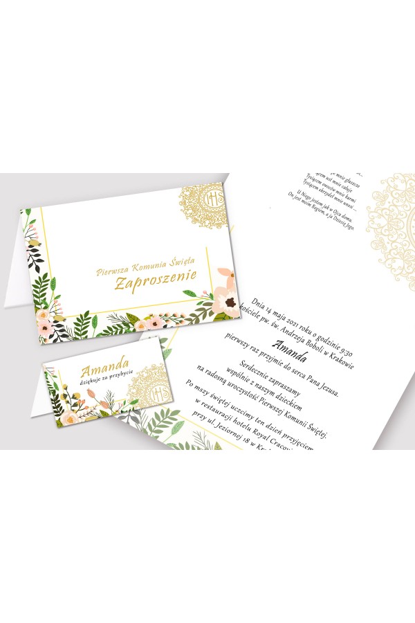 Personalized decorative communion set - Pastel poppies - obraz 5