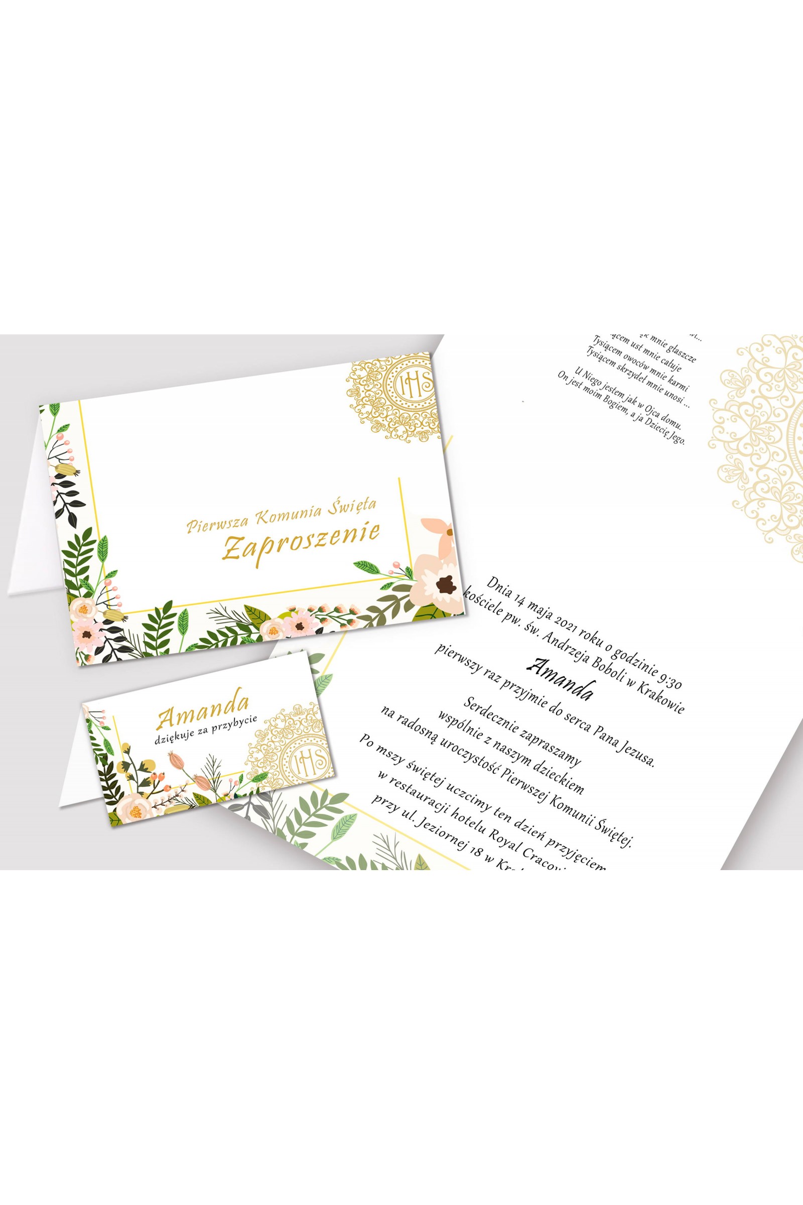 Personalized decorative communion set - Pastel poppies - obraz 5