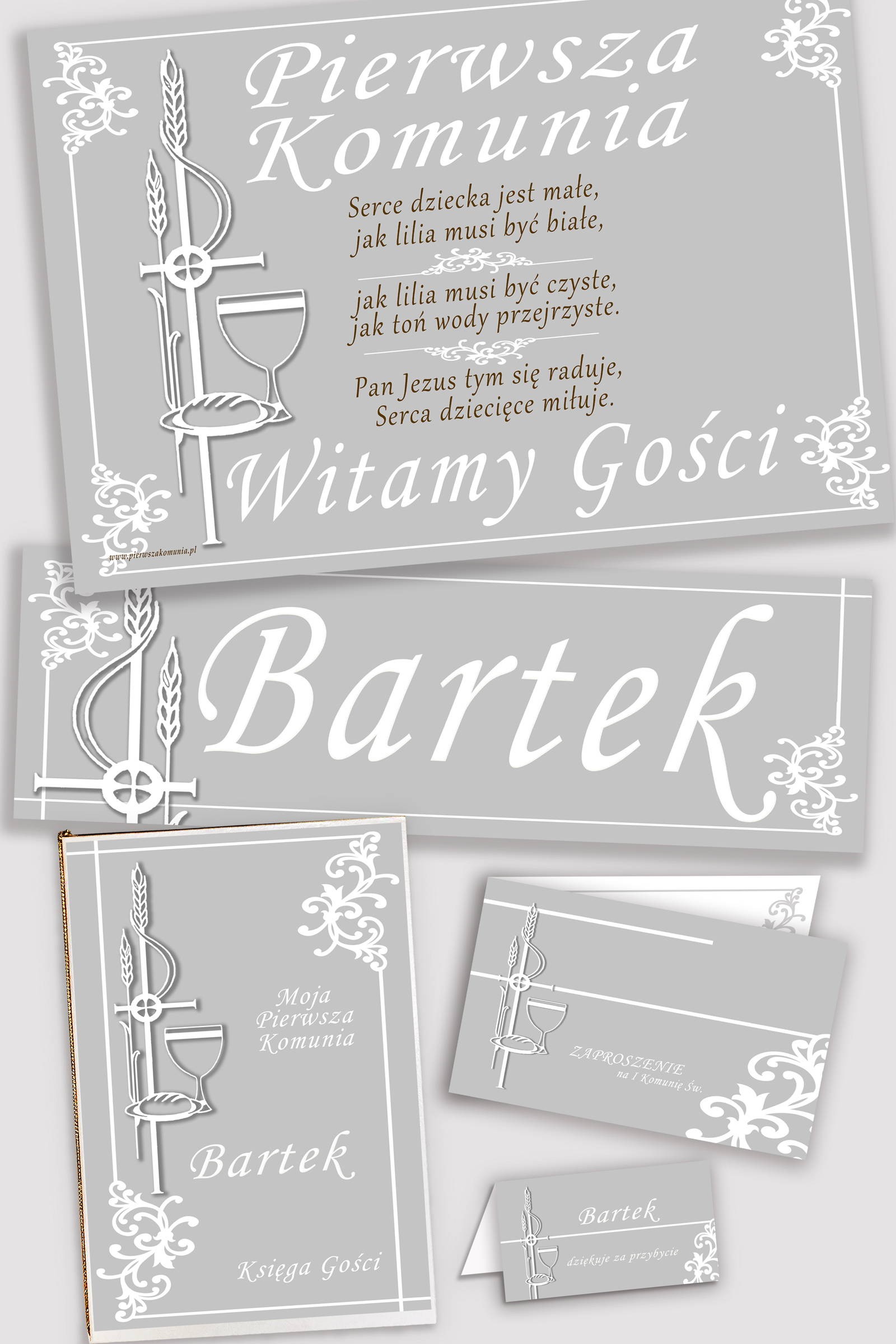 Personalized decorative communion set - White elegance - obraz 0