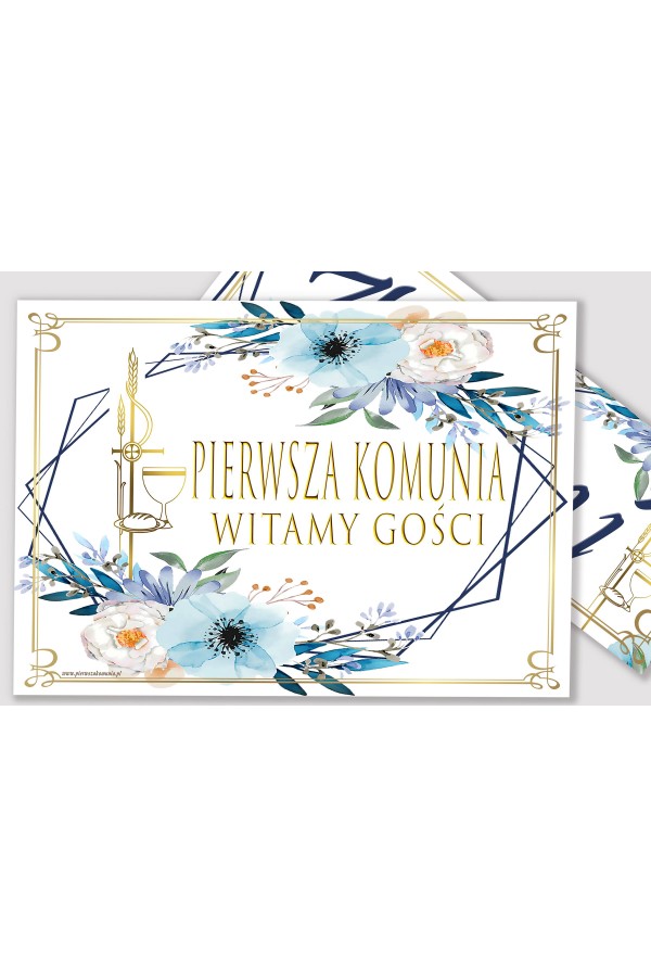 Personalized decorative communion set - Blue Watercolor - obraz 3