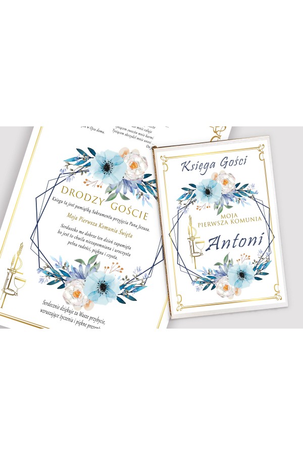 Personalized decorative communion set - Blue Watercolor - obraz 4