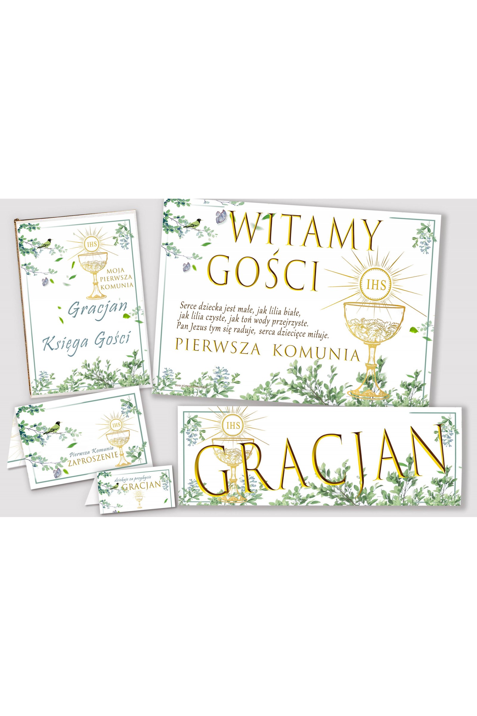 Personalized decorative communion set - Nightingale in the grove - obraz 1