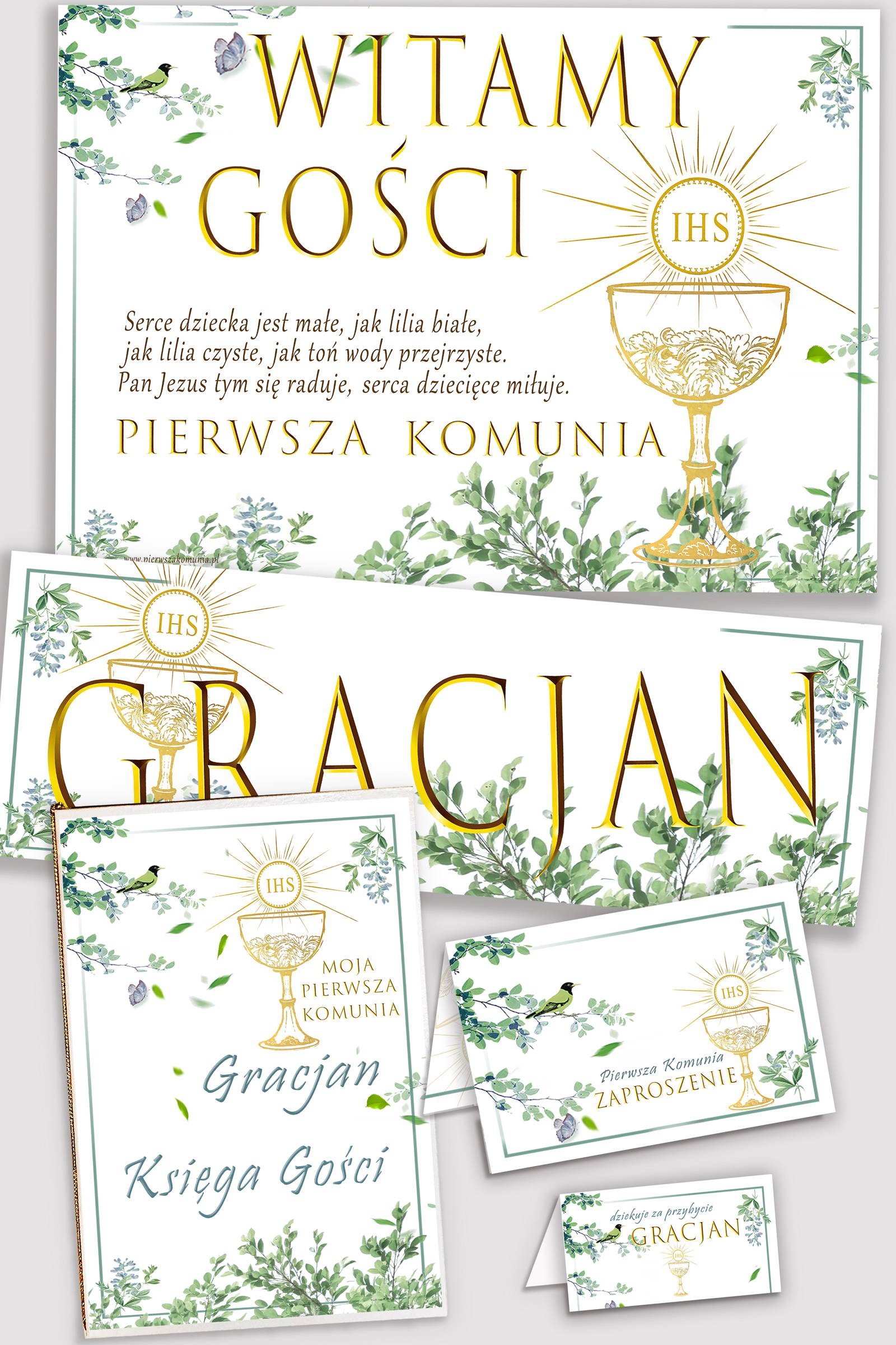 Personalized decorative communion set - Nightingale in the grove - obraz 0