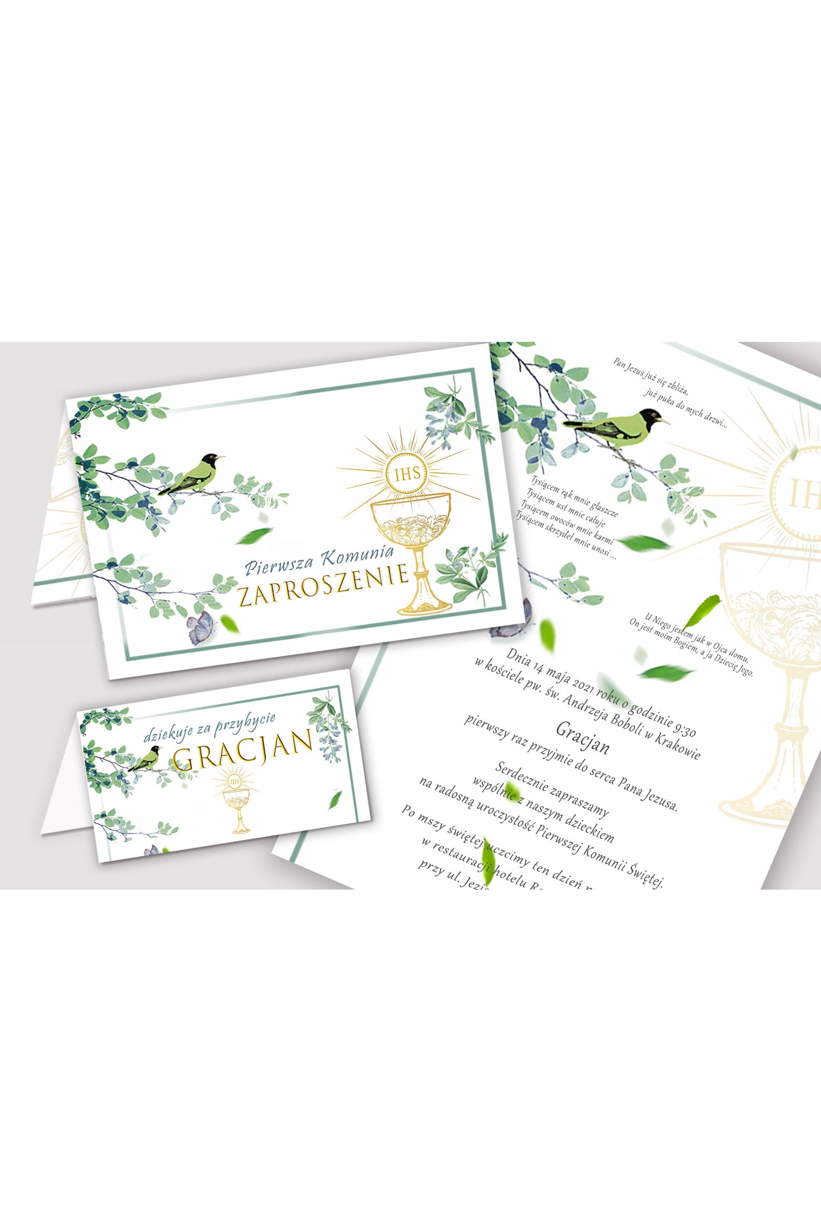 Personalized decorative communion set - Nightingale in the grove - obraz 5