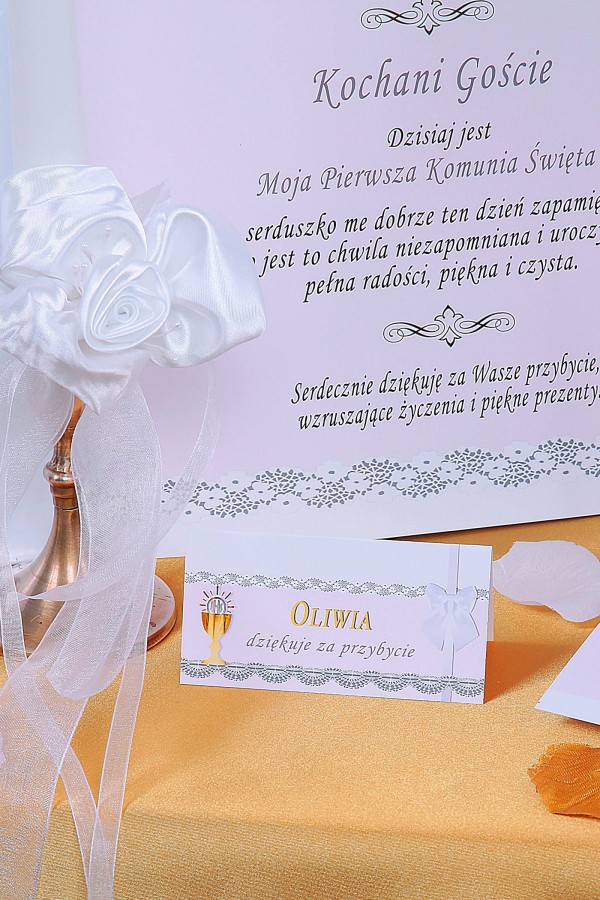 Ensemble décoratif personnalisé pour communion - Blanc dentelle Ensemble décoratif personnalisé pour communion - Blanc dentelle - obraz 6