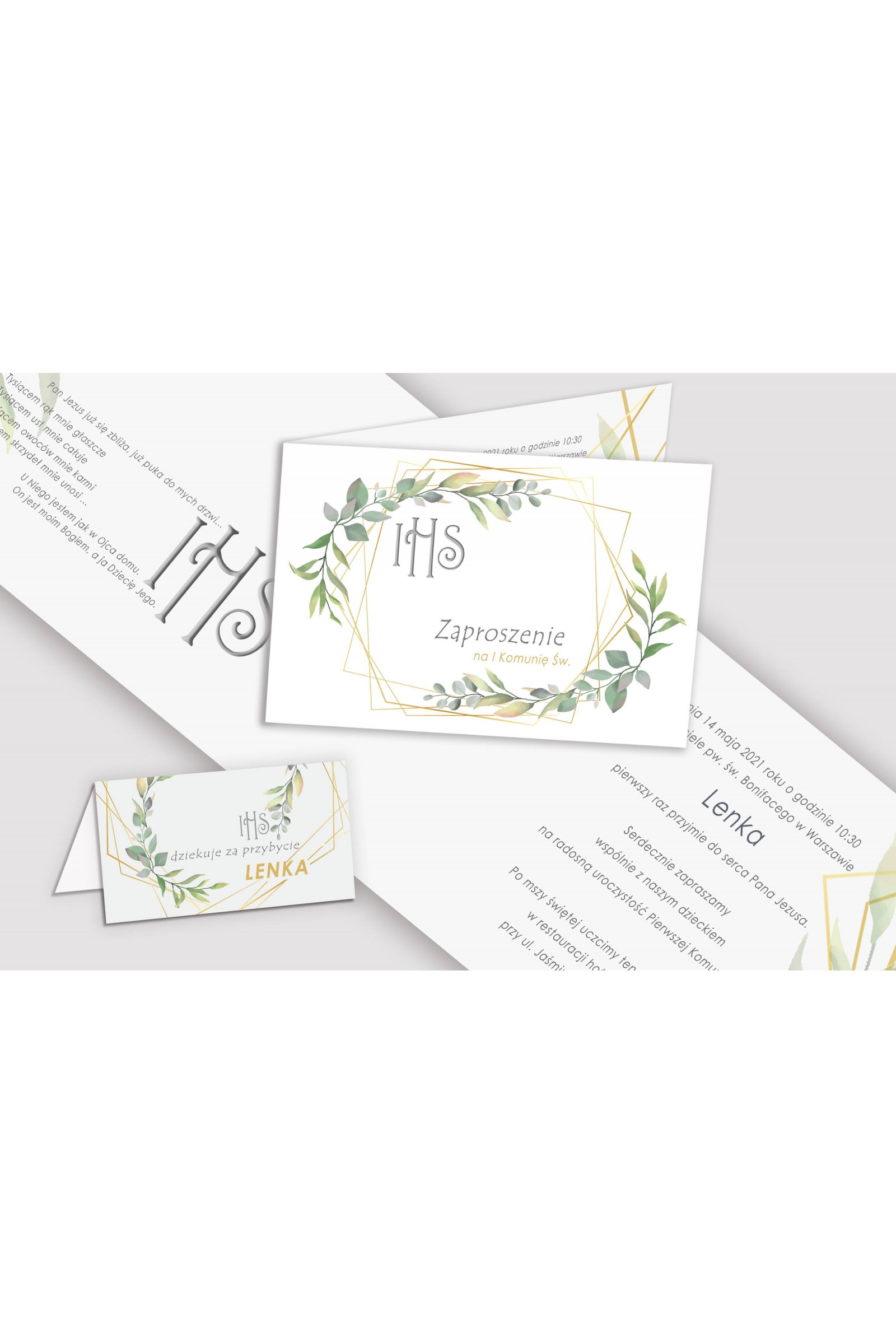 Personalized decorative communion set - Misty morning - obraz 5