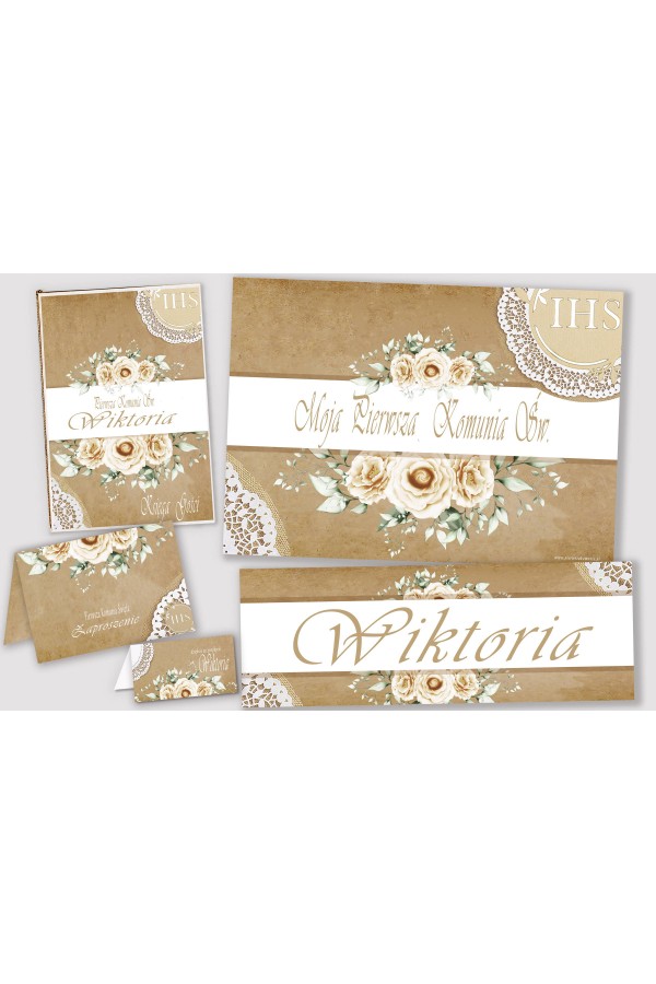 Personalized decorative communion set - Parchment beige Personalized decorative communion set - Parchment beige - obraz 1