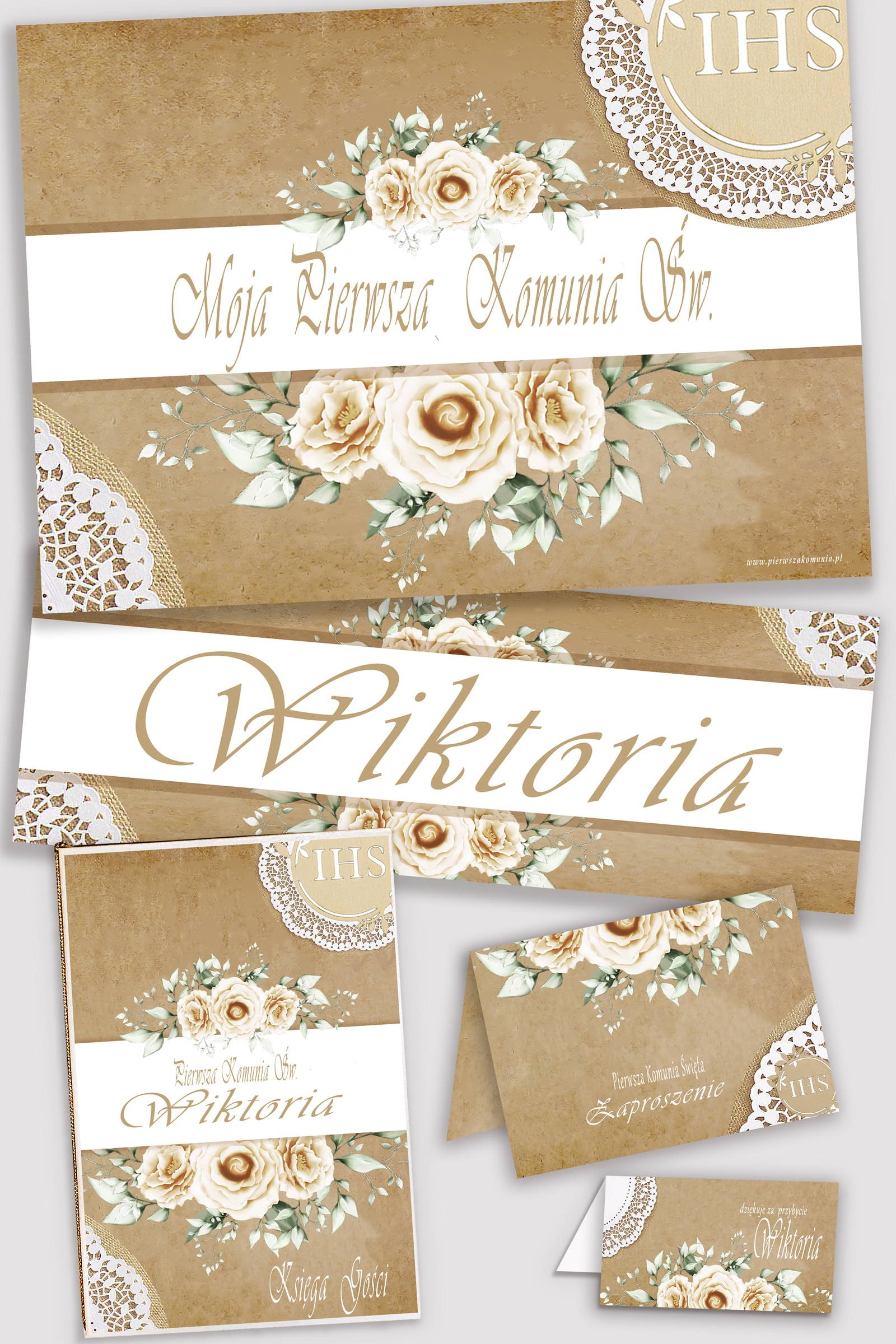 Personalized decorative communion set - Parchment beige Personalized decorative communion set - Parchment beige - obraz 0