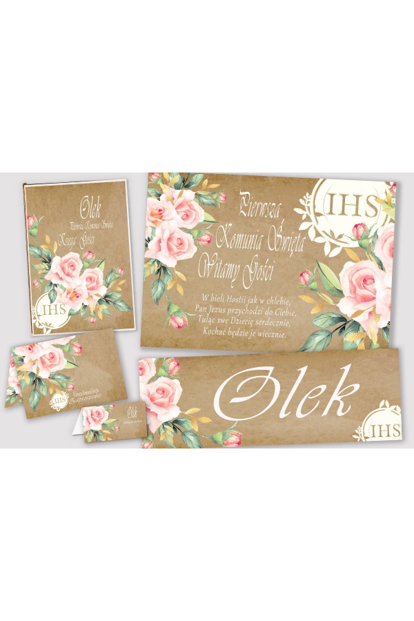 Personalized decorative communion set - Parchment bouquet - obraz 1
