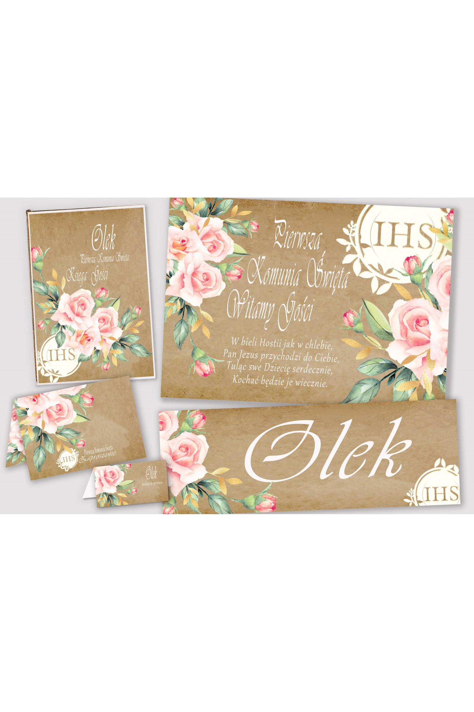 Personalized decorative communion set - Parchment bouquet - obraz 1