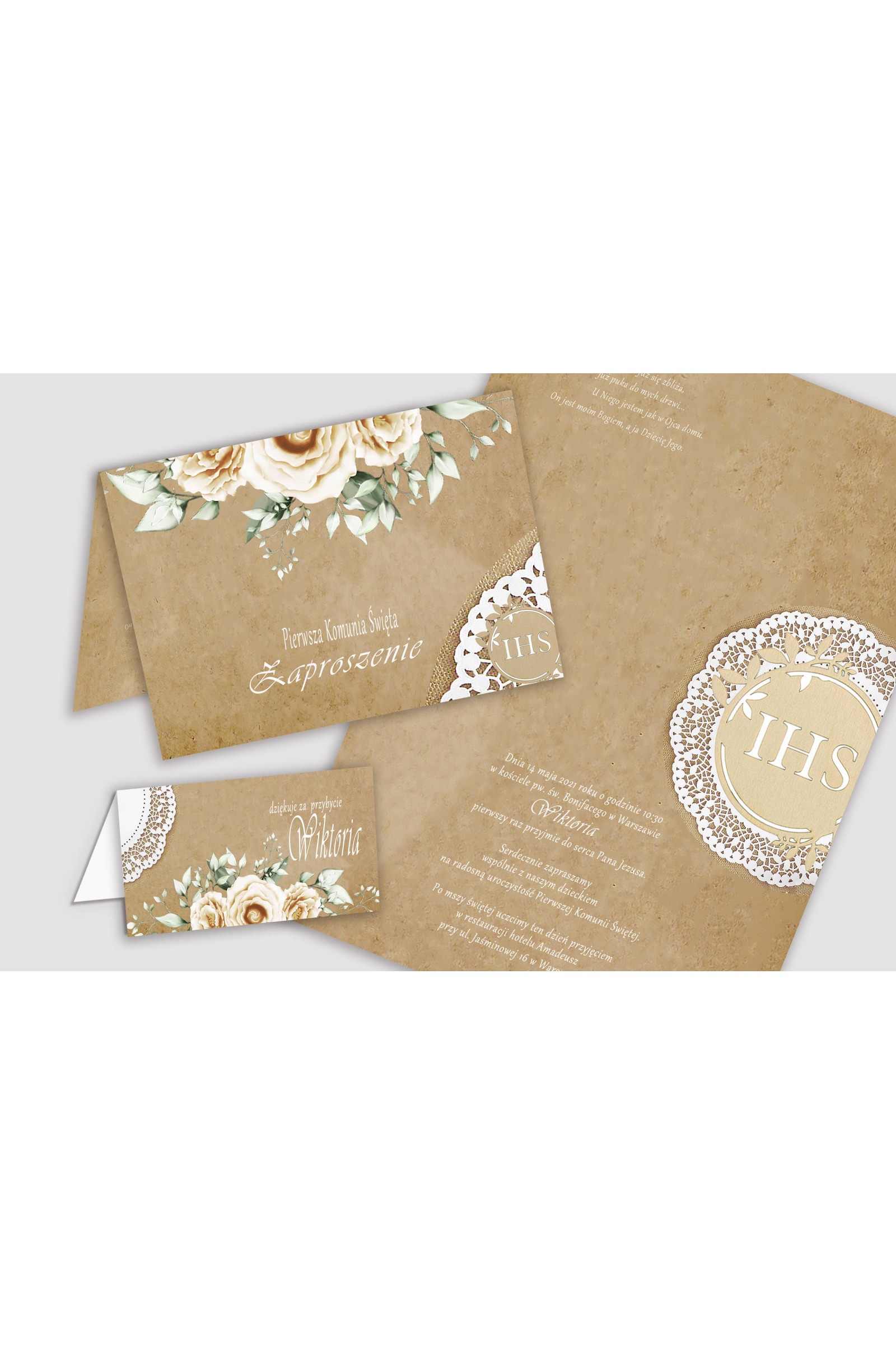 Personalized decorative communion set - Parchment beige Personalized decorative communion set - Parchment beige - obraz 5
