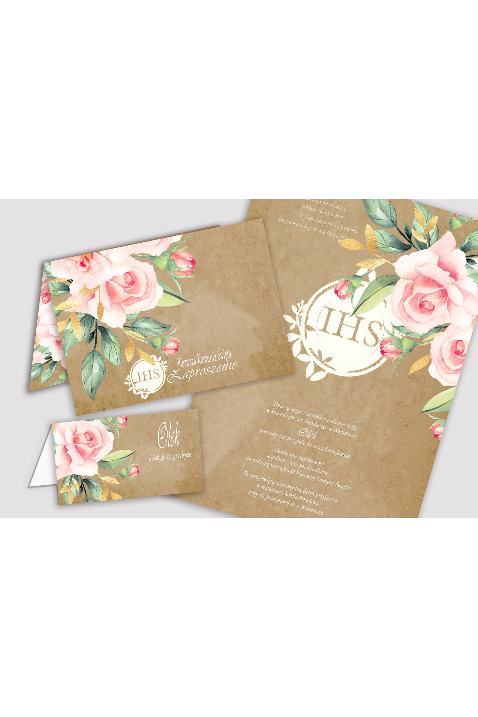 Personalized decorative communion set - Parchment bouquet - obraz 5