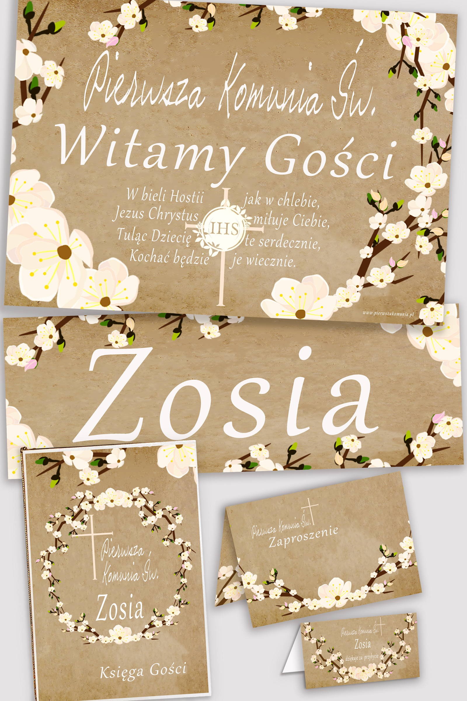 Ensemble de communion décoratif personnalisé - Verger sur parchemin - obraz 0