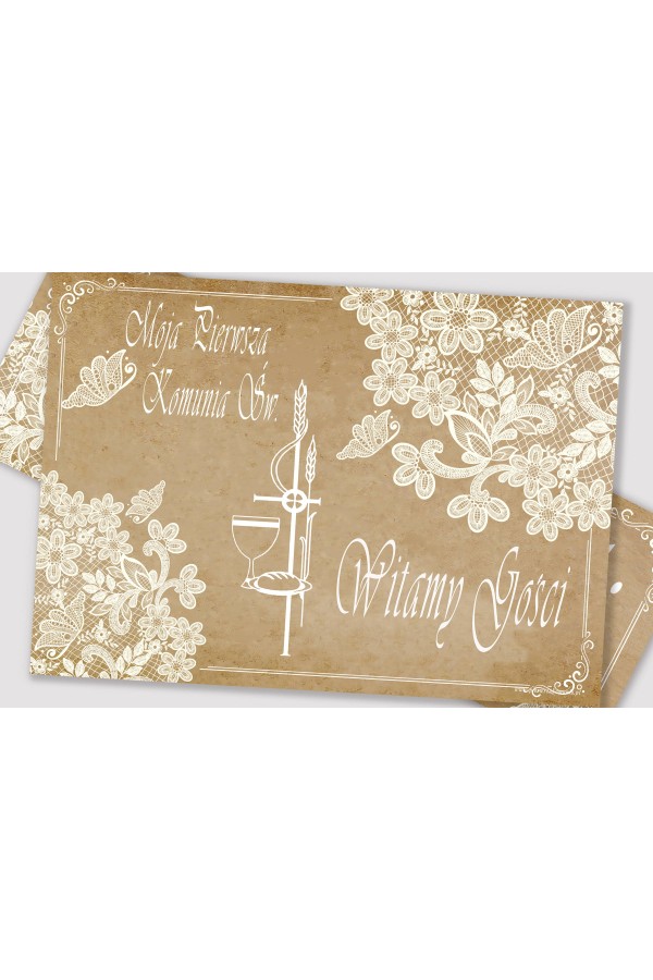 Ensemble de communion décoratif personnalisé - Papillon parchemin - obraz 3