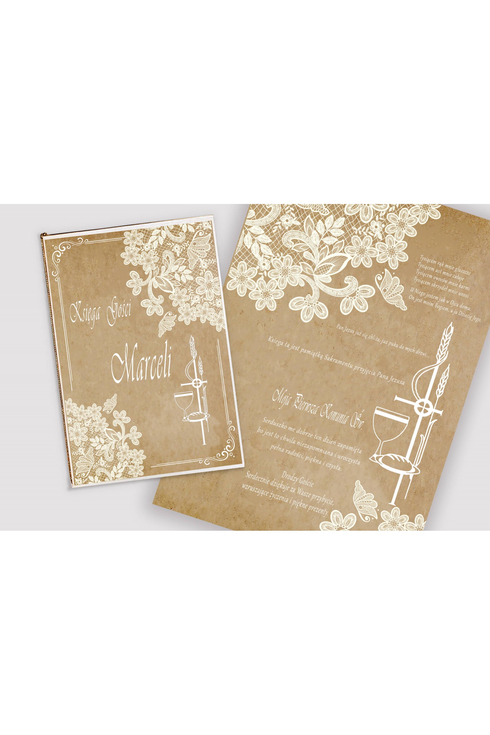 Ensemble de communion décoratif personnalisé - Papillon parchemin - obraz 4