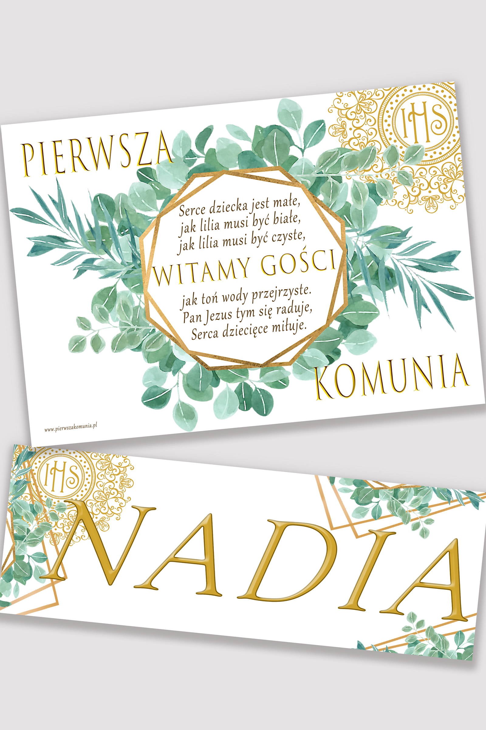 Personalized communion poster with name - Fine Eucalyptus - obraz 0
