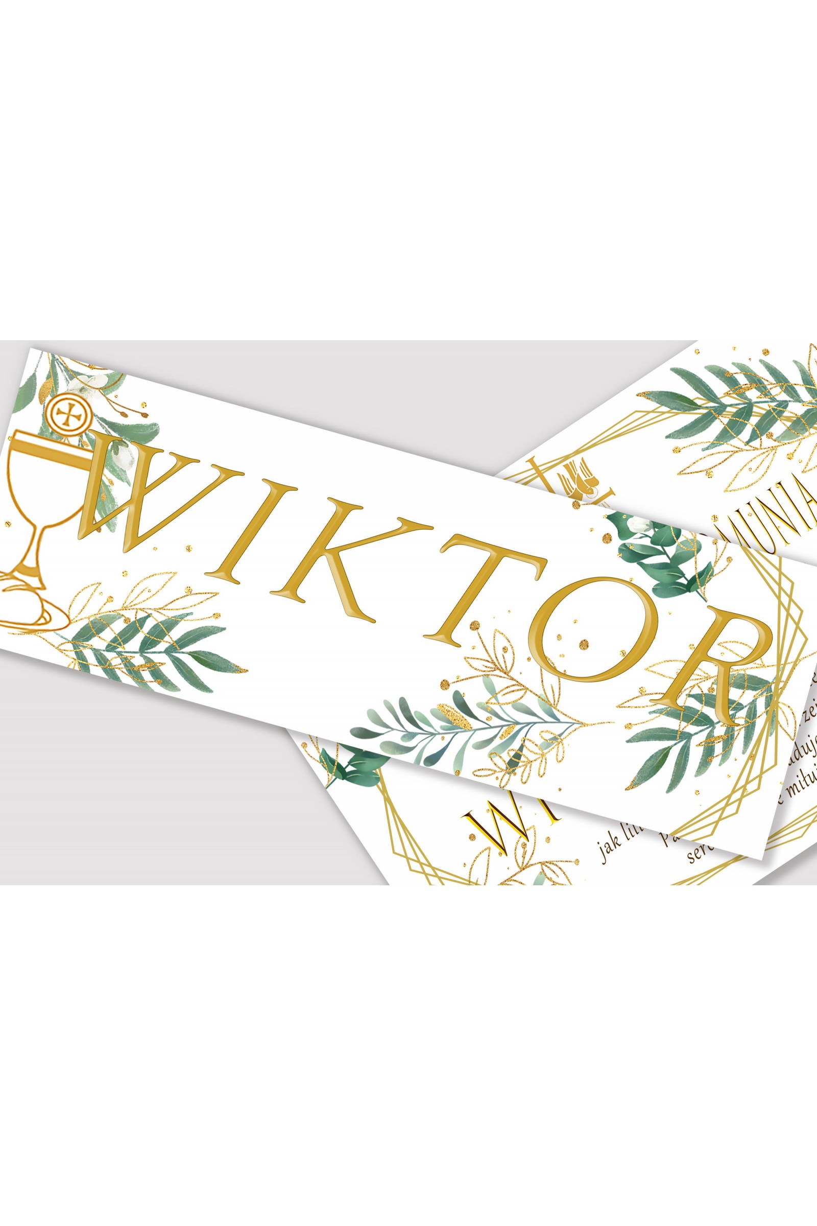 Personalized communion poster with name - Gold and twigs - obraz 1