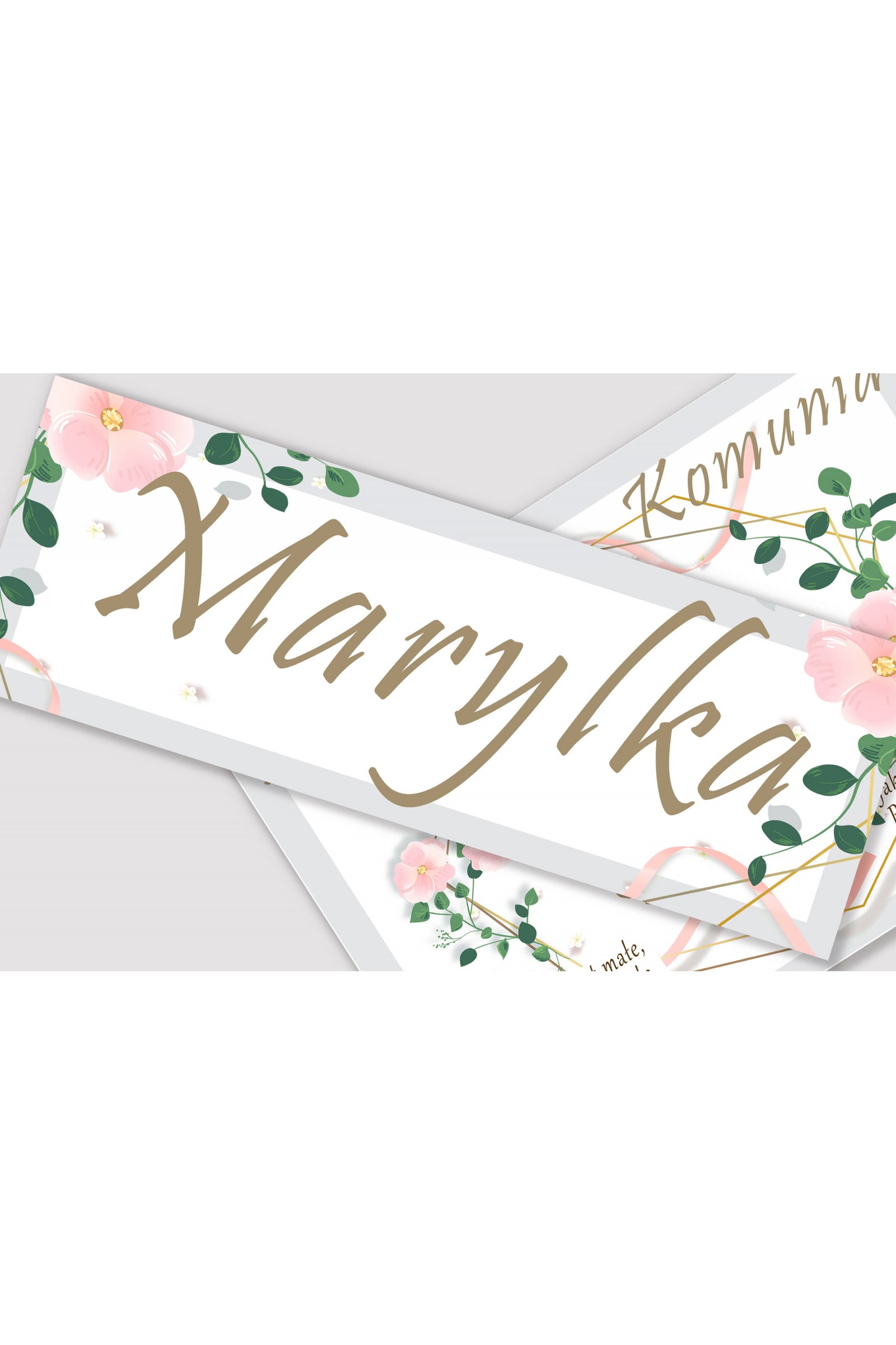 Personalized communion poster with name - Pink ribbon Personalized communion poster with name - Pink ribbon - obraz 1