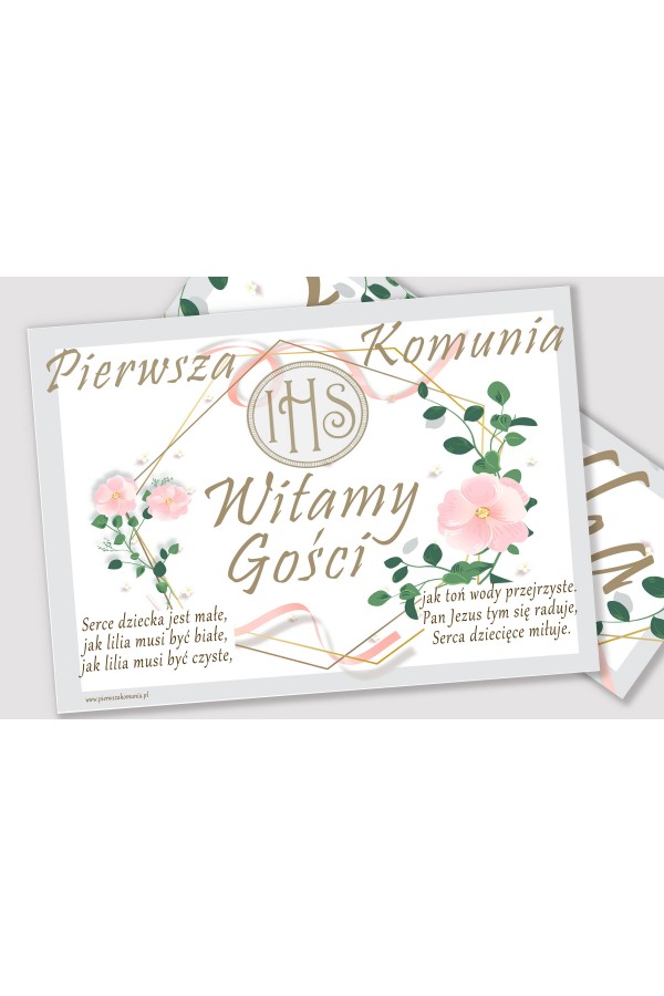 Personalized communion poster with name - Pink ribbon Personalized communion poster with name - Pink ribbon - obraz 2