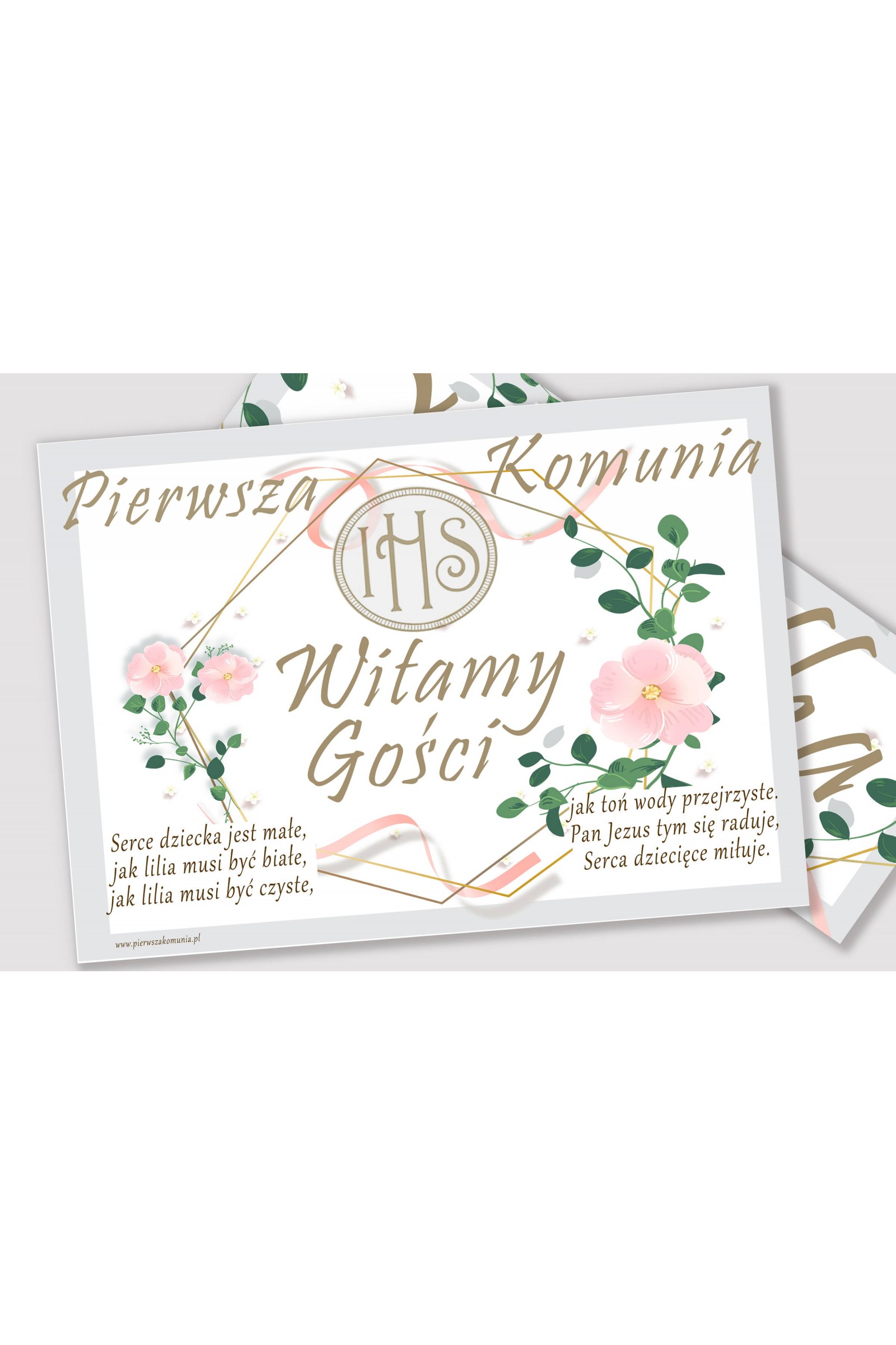 Personalized communion poster with name - Pink ribbon Personalized communion poster with name - Pink ribbon - obraz 2