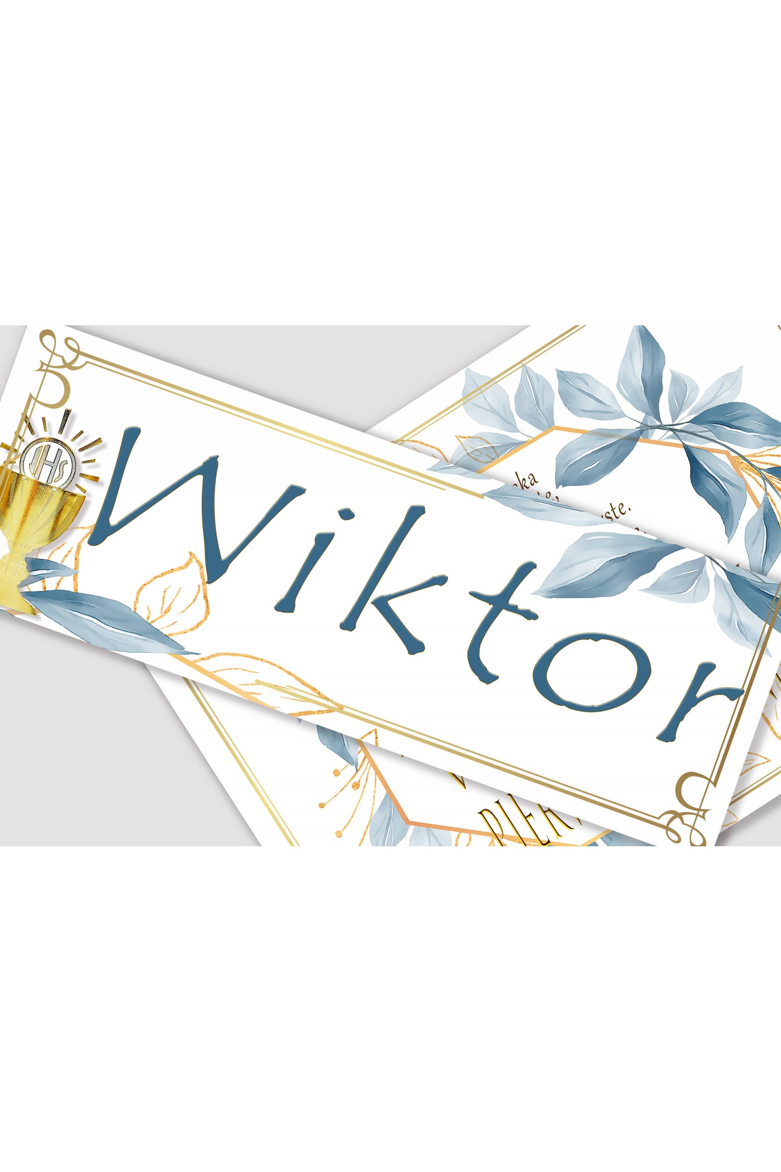 Personalized communion poster with name - Gold with a touch of navy blue - obraz 1