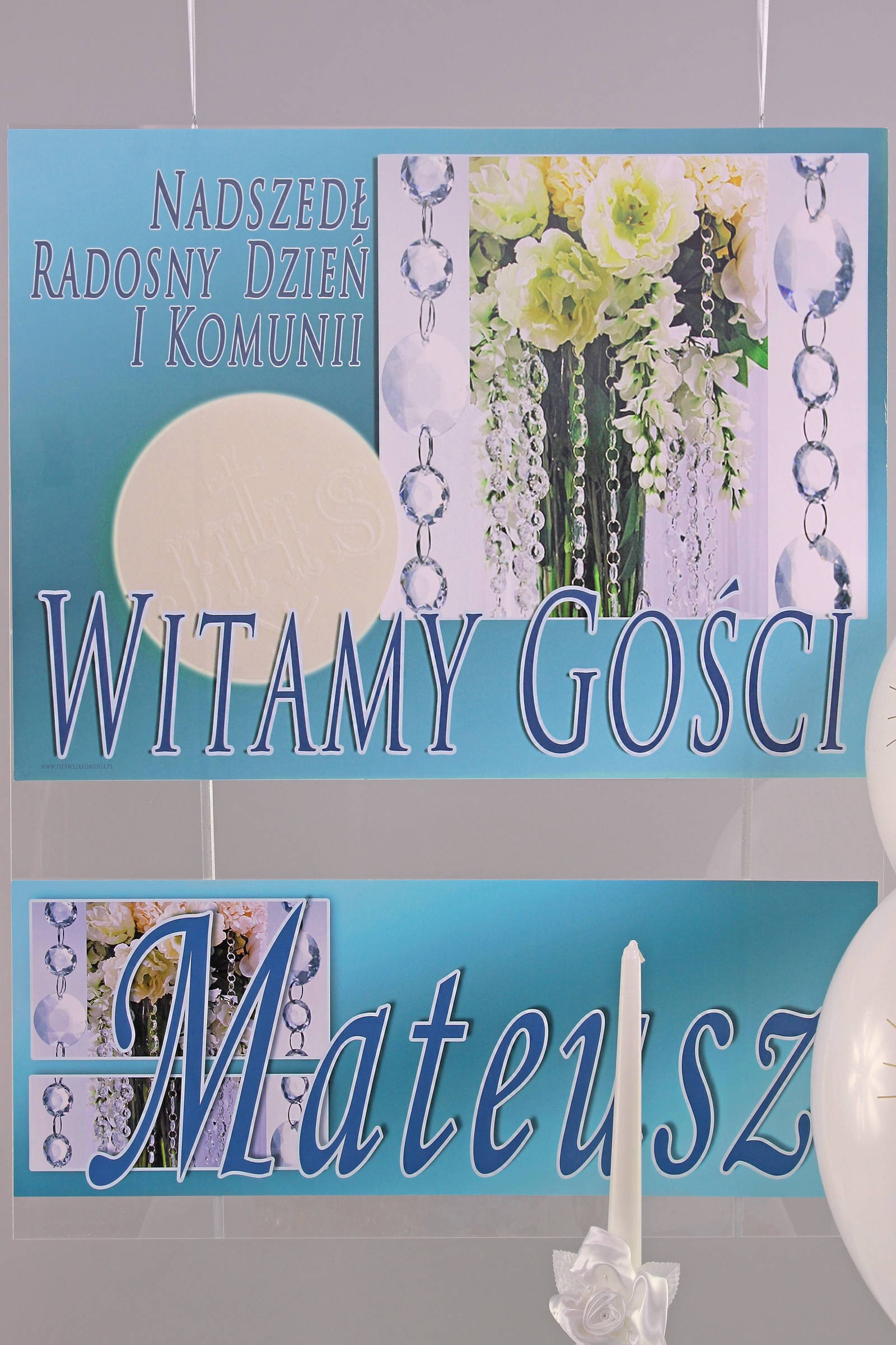 Affiche de communion personnalisée avec nom - Bleu cristal Affiche de communion personnalisée avec nom - Bleu cristal - obraz 0