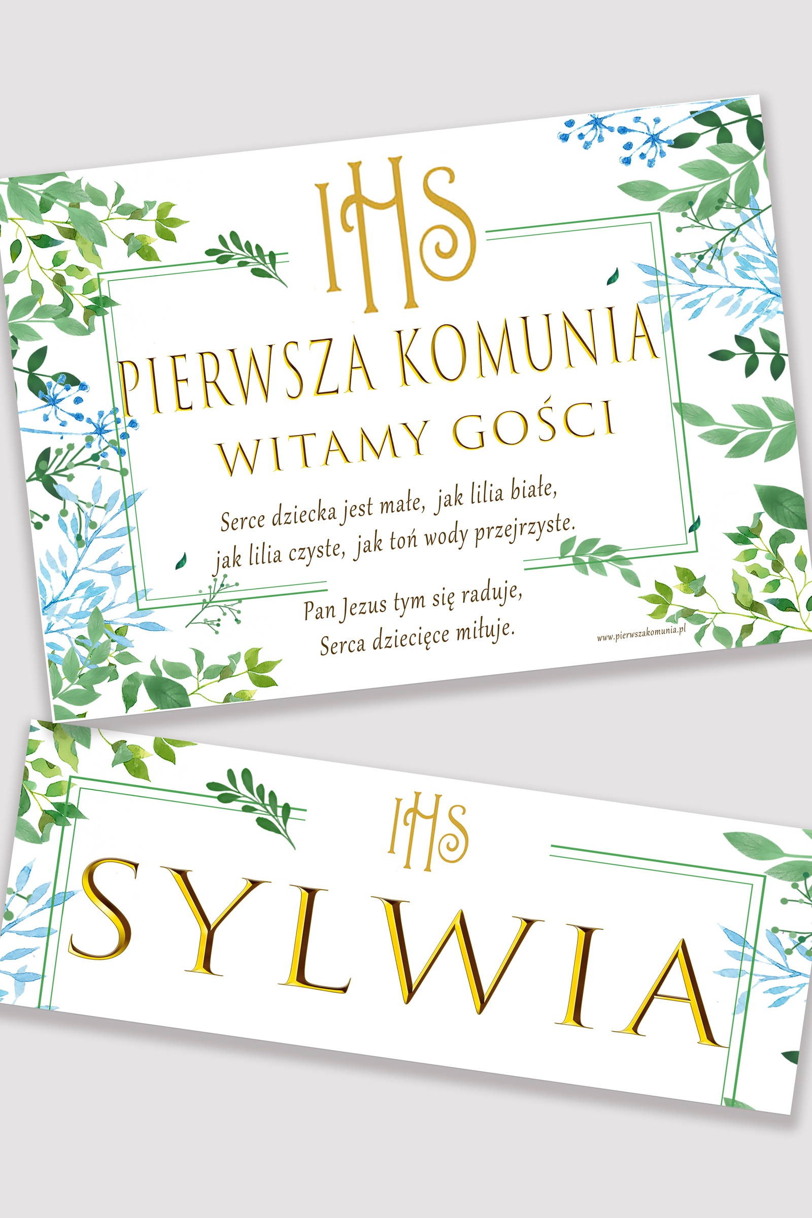 Affiche de communion personnalisée avec nom - Feuilles de printemps Affiche de communion personnalisée avec nom - Feuilles de printemps - obraz 0