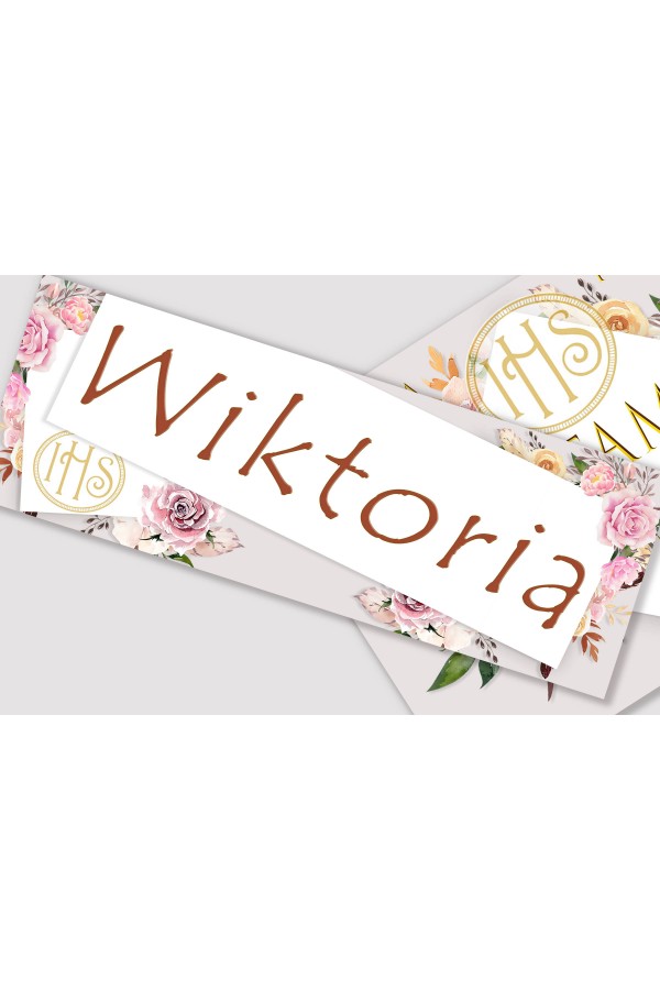 Affiche de communion personnalisée avec nom - Pivoine et rose - obraz 1