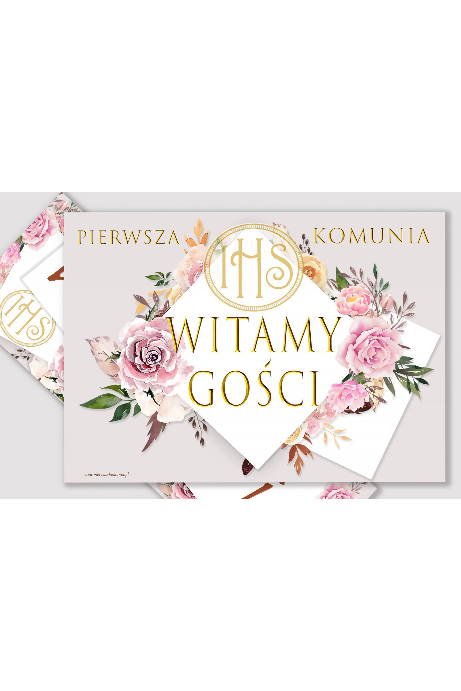 Affiche de communion personnalisée avec nom - Pivoine et rose - obraz 2