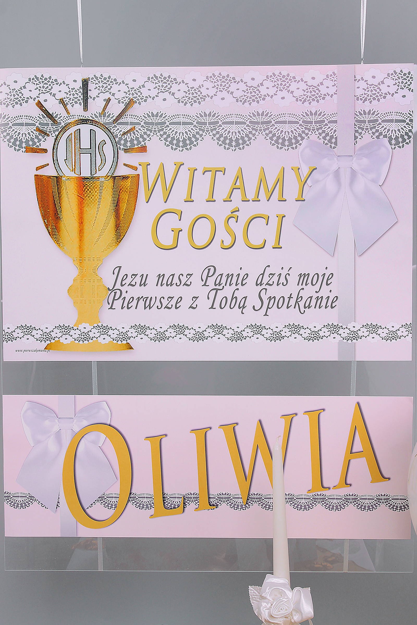 Personalized communion poster with name - Lace white Personalized communion poster with name - Lace white - obraz 0
