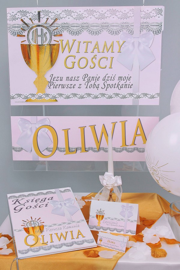 Personalized communion poster with name - Lace white Personalized communion poster with name - Lace white - obraz 1