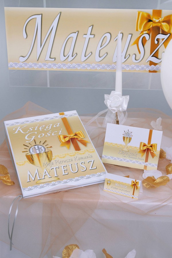 Personalized communion memorial book - Lace gold Personalized communion memorial book - Lace gold - obraz 0