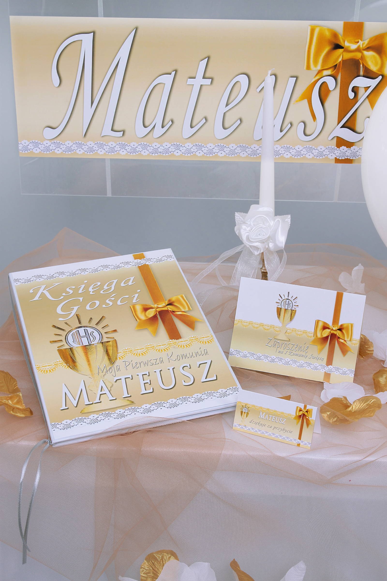 Personalized communion memorial book - Lace gold Personalized communion memorial book - Lace gold - obraz 0