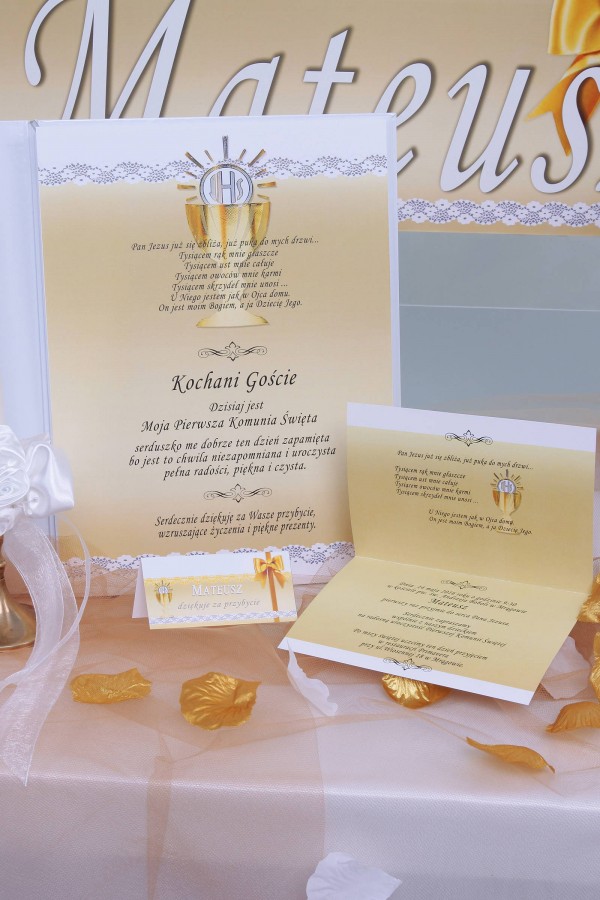 Personalized communion memorial book - Lace gold Personalized communion memorial book - Lace gold - obraz 1