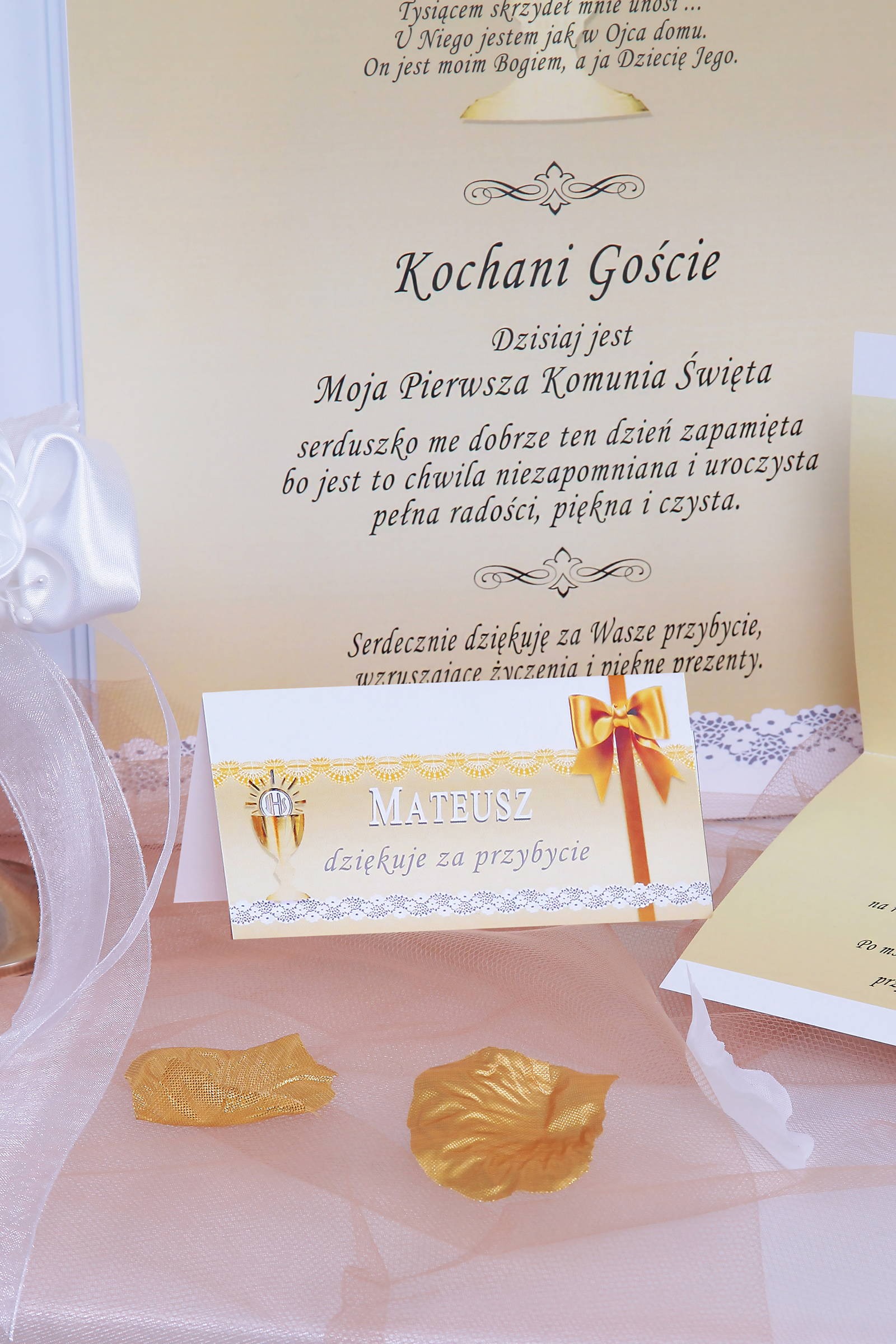 Personalized communion memorial book - Lace gold Personalized communion memorial book - Lace gold - obraz 2