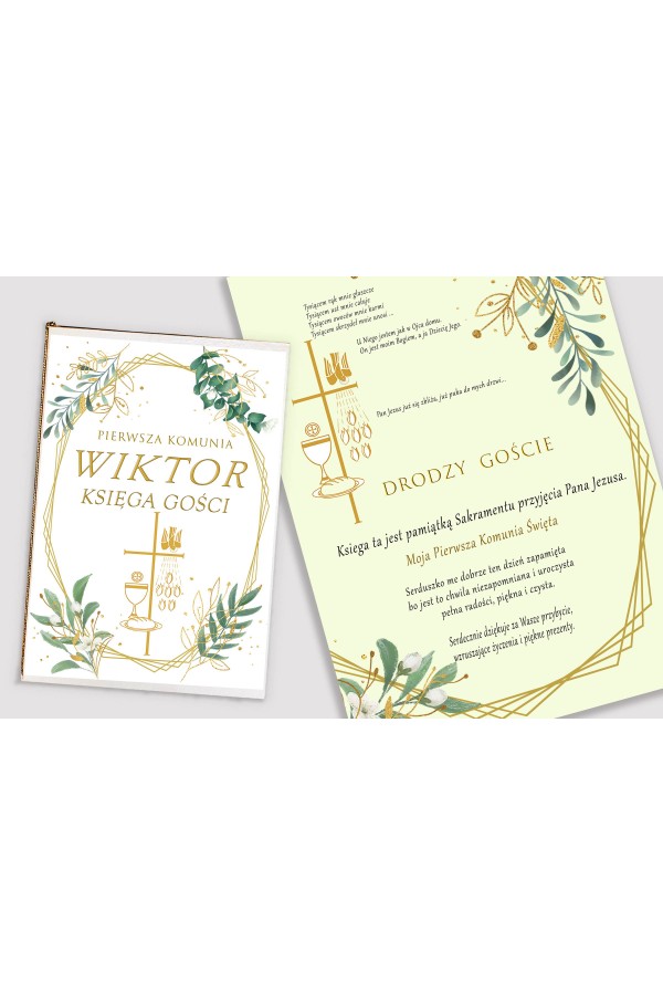 Personalized communion memorial book - Gold and twigs Personalized communion memorial book - Gold and twigs - obraz 1