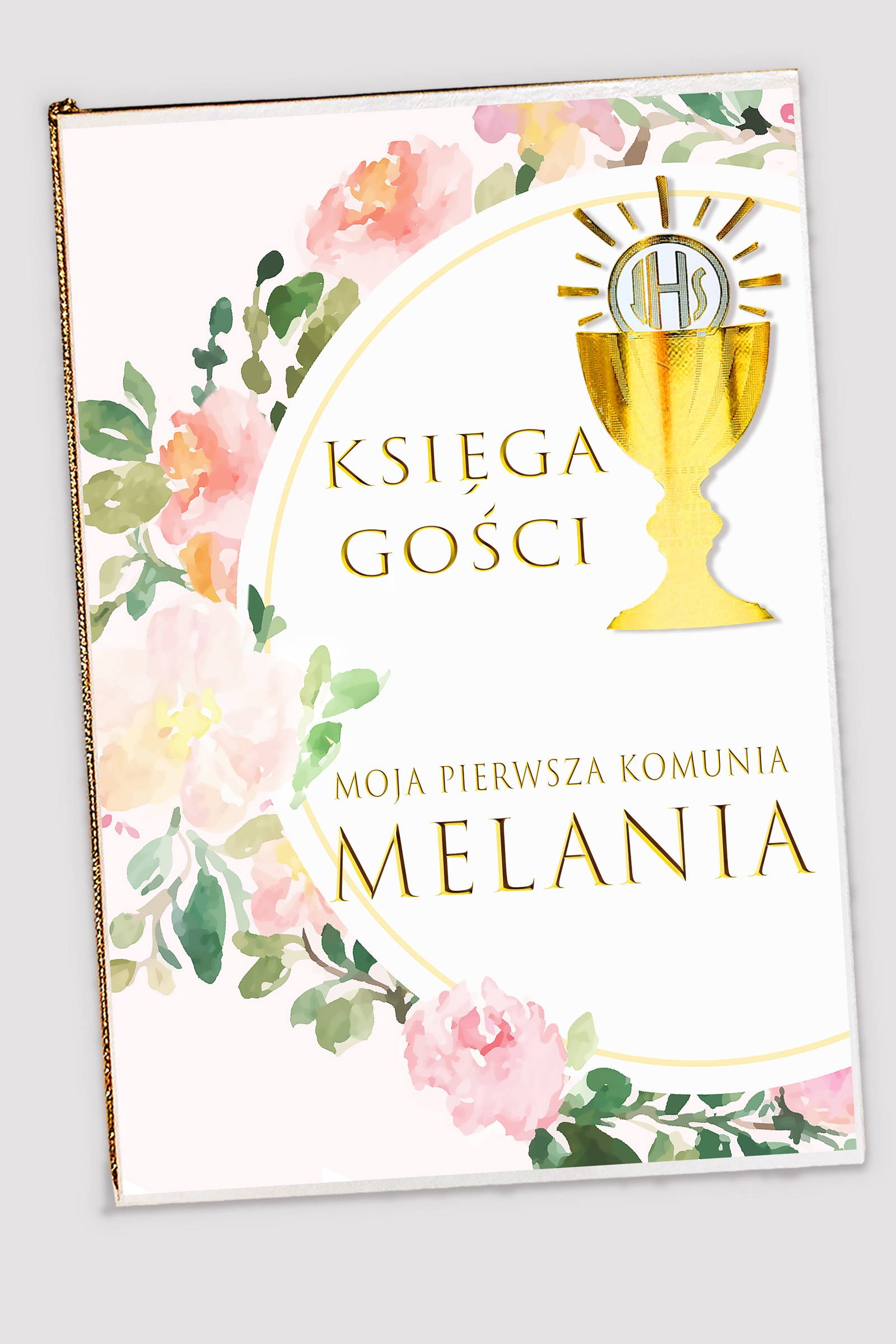 Personalized communion souvenir book - Watercolor pink - obraz 0