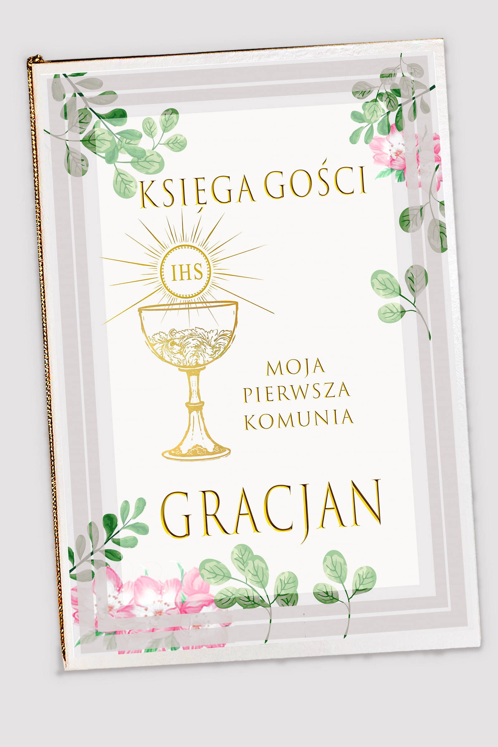 Livre-souvenir de communion personnalisé - Aquarelle de Violettes - obraz 0