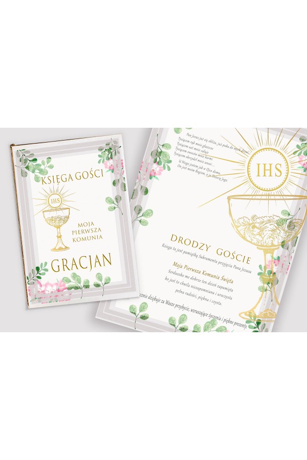 Livre-souvenir de communion personnalisé - Aquarelle de Violettes - obraz 1