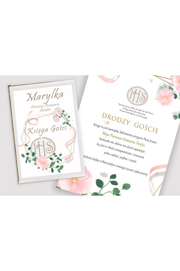 Personalized communion memorial book - Pink ribbon Personalized communion memorial book - Pink ribbon - obraz 1